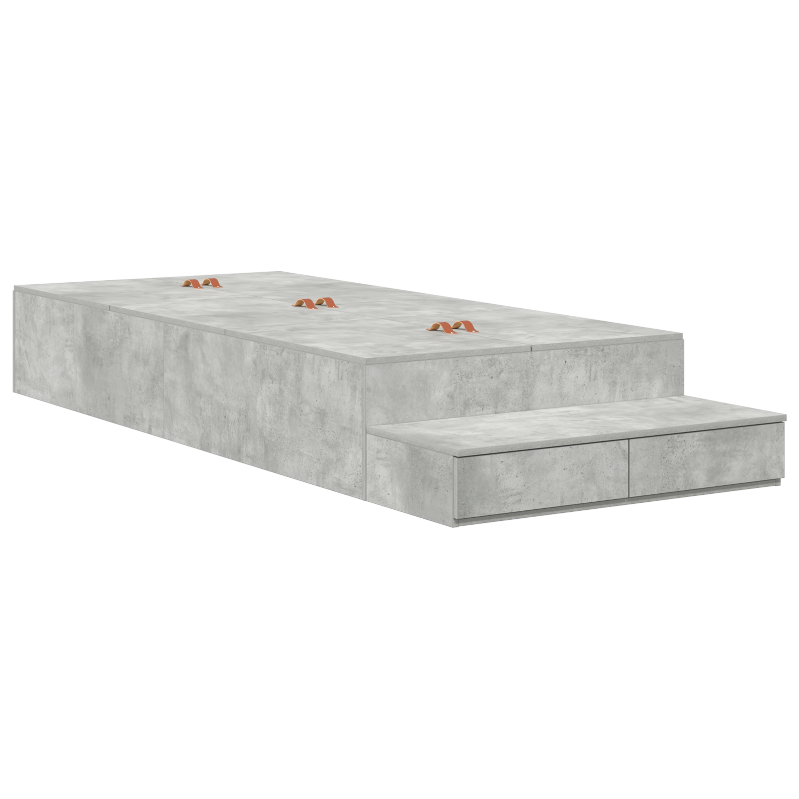 Storage Bed Frame Concrete Grey 100x200 cm - Image 3