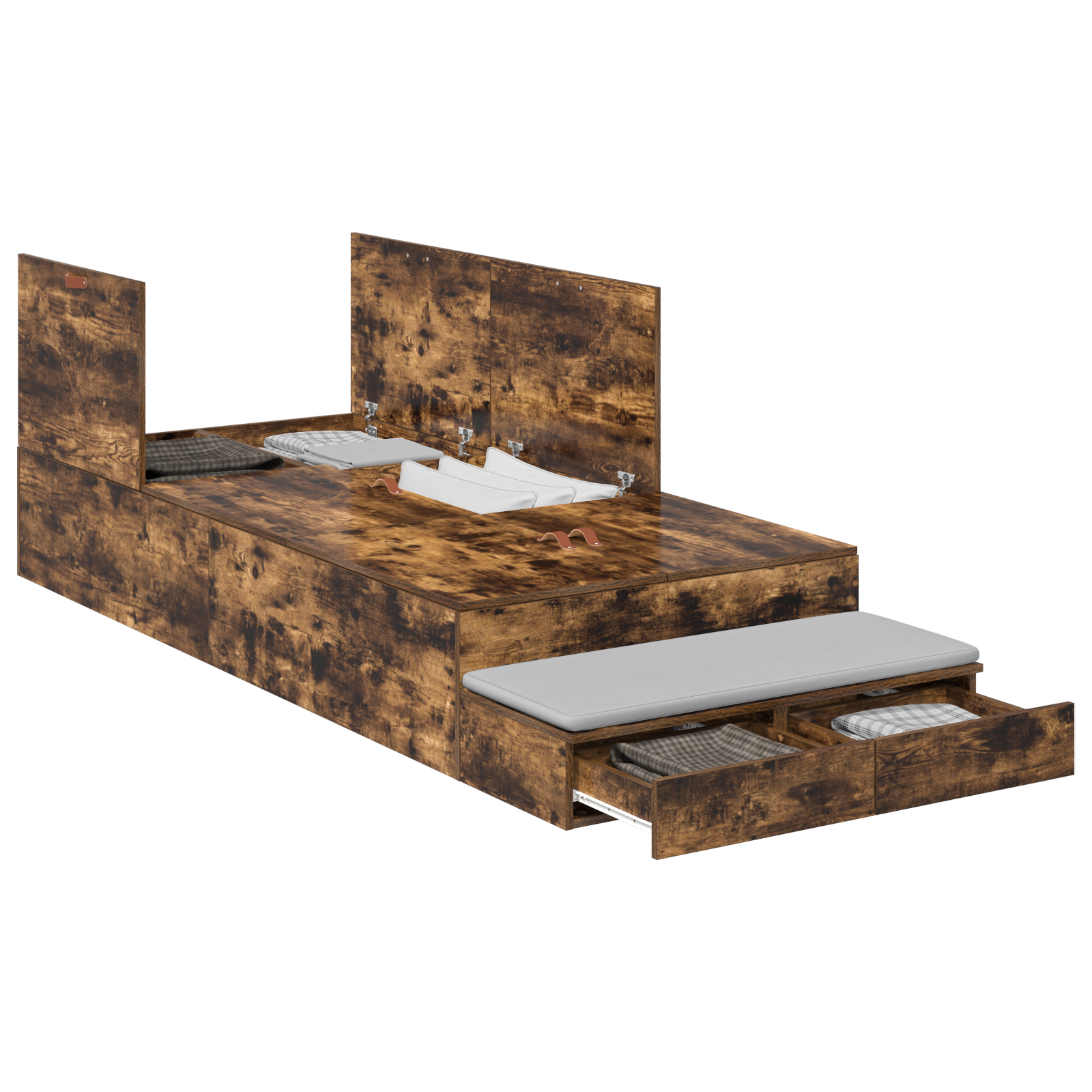 Storage Bed Frame Smoked Oak 100x200 cm - Image 2