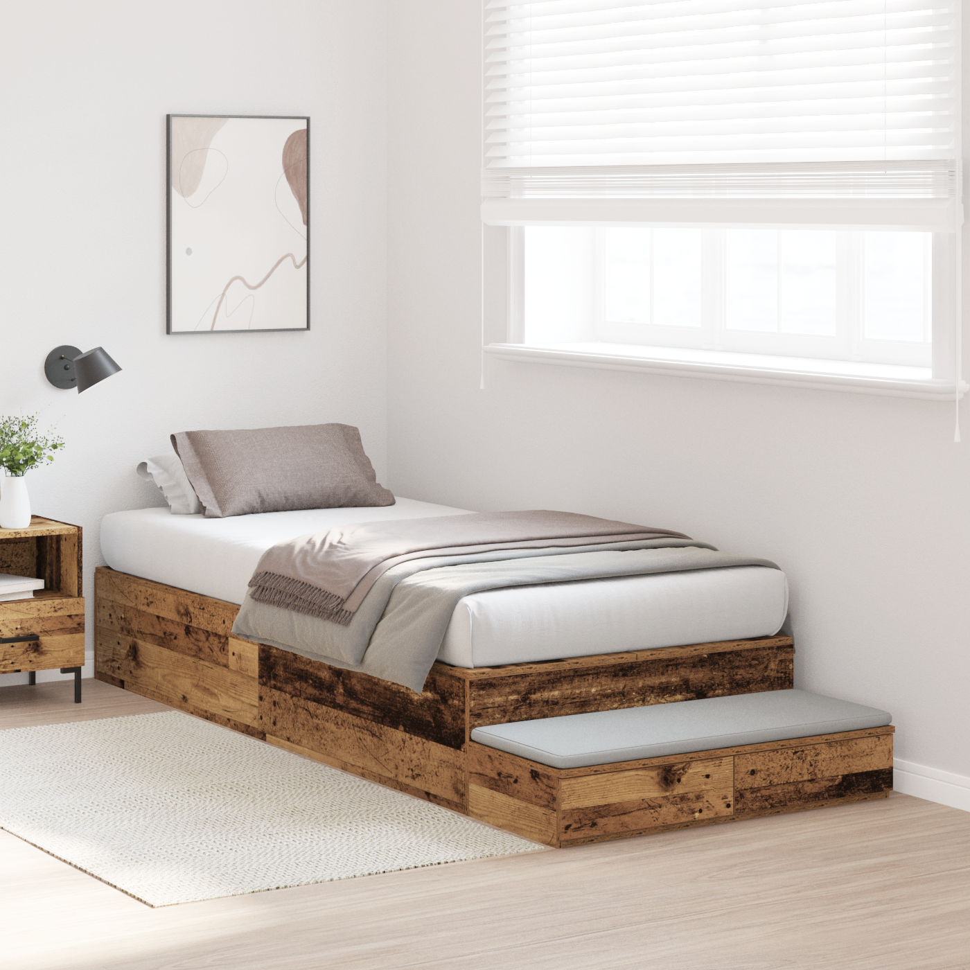 Storage Bed Frame Old Wood 100x200 cm - Image 5