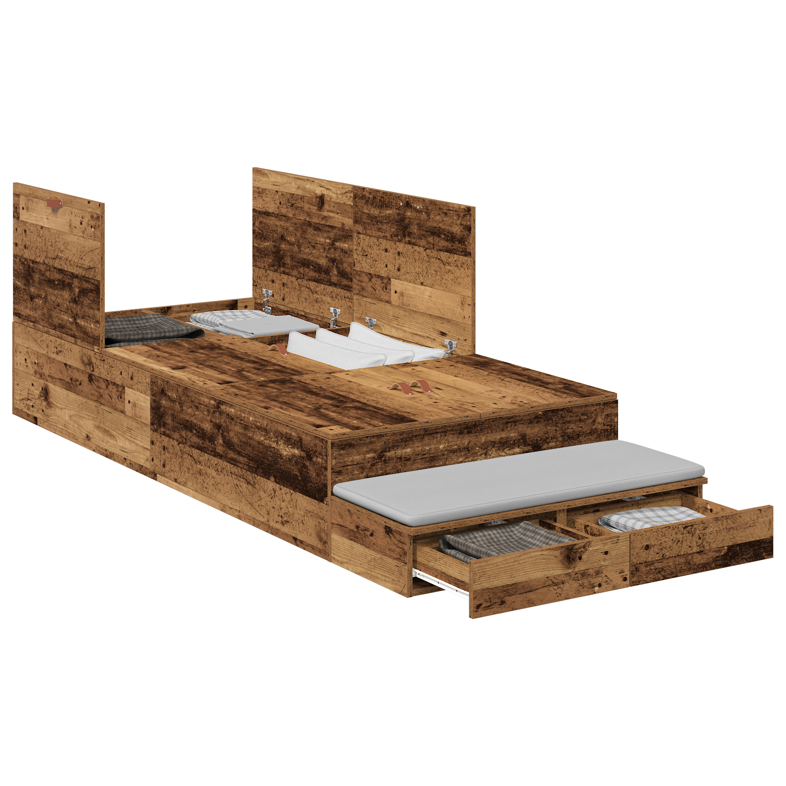 Storage Bed Frame Old Wood 100x200 cm - Image 2