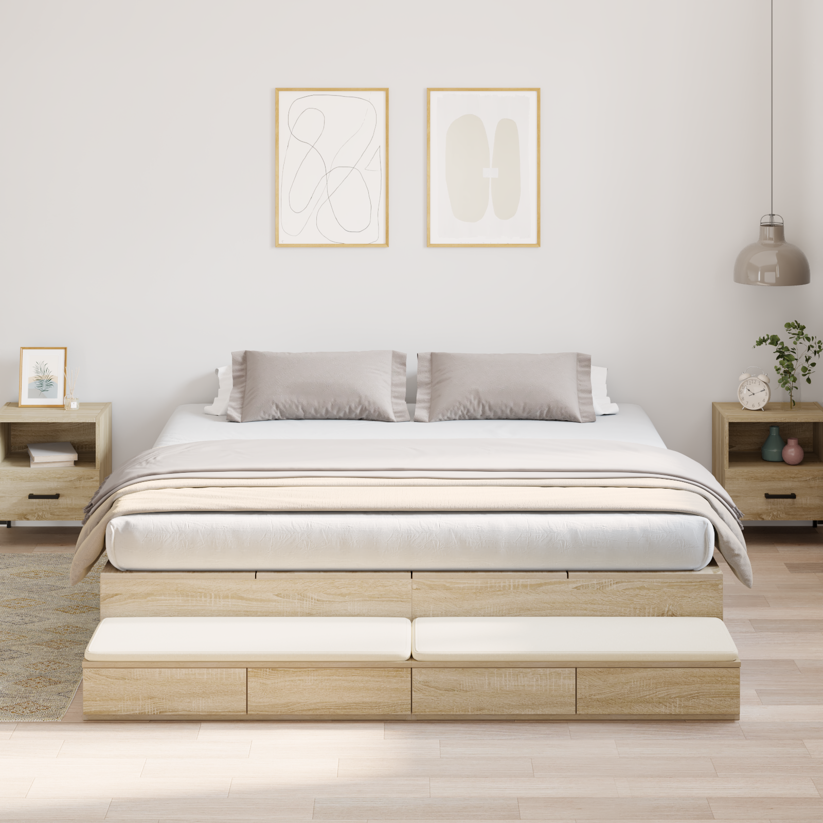 Storage Bed Frame Sonoma Oak 200x200 cm
