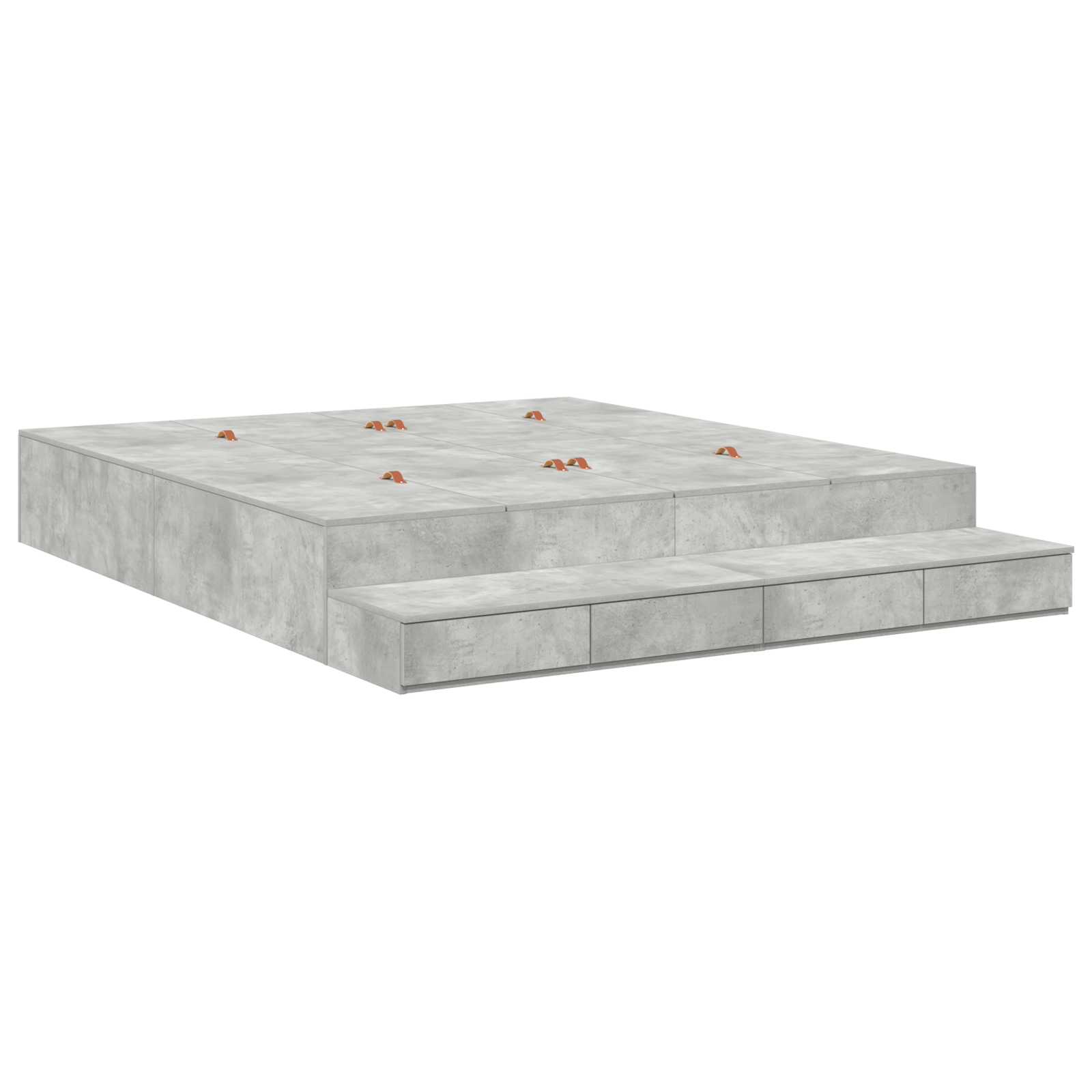 Storage Bed Frame Concrete Grey 200x200 cm - Image 3