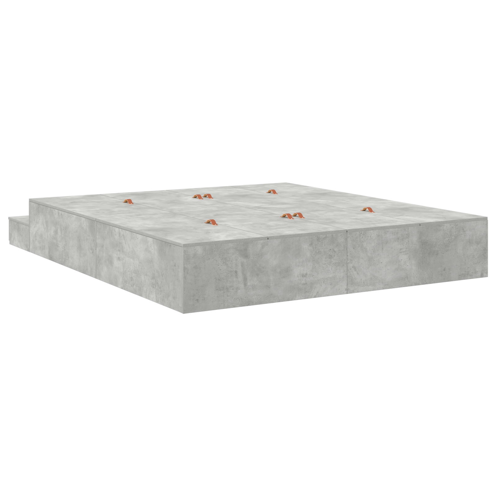 Storage Bed Frame Concrete Grey 200x200 cm - Image 8