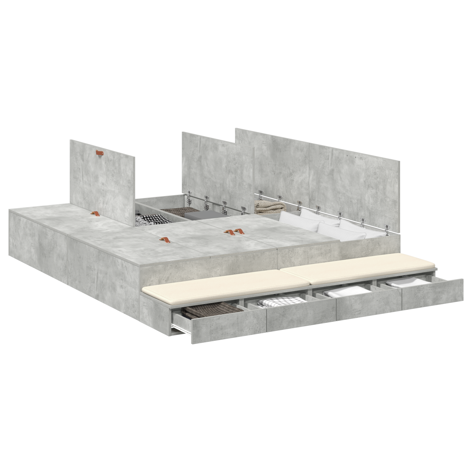 Storage Bed Frame Concrete Grey 200x200 cm - Image 2