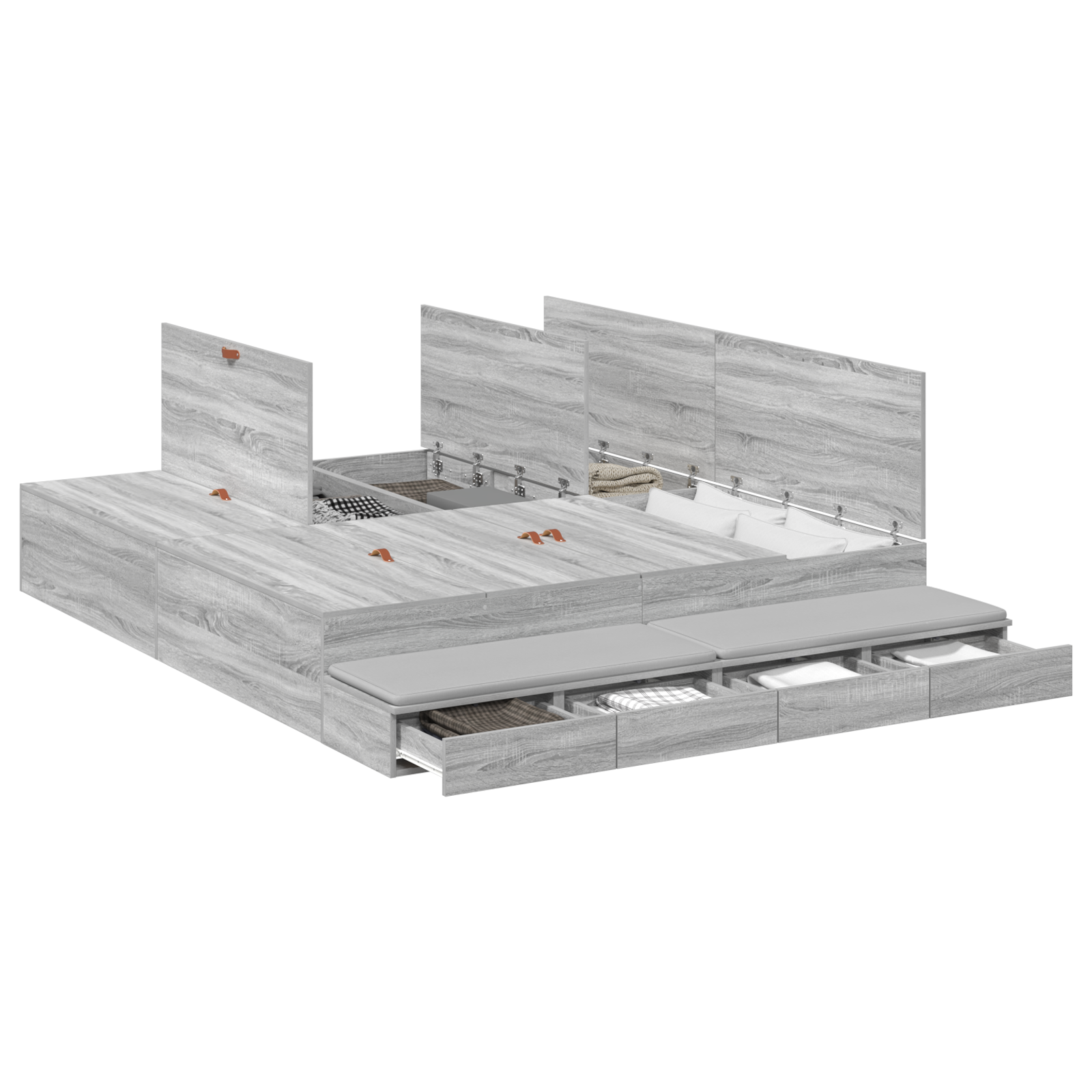 Storage Bed Frame Grey Sonoma 200x200 cm - Image 2