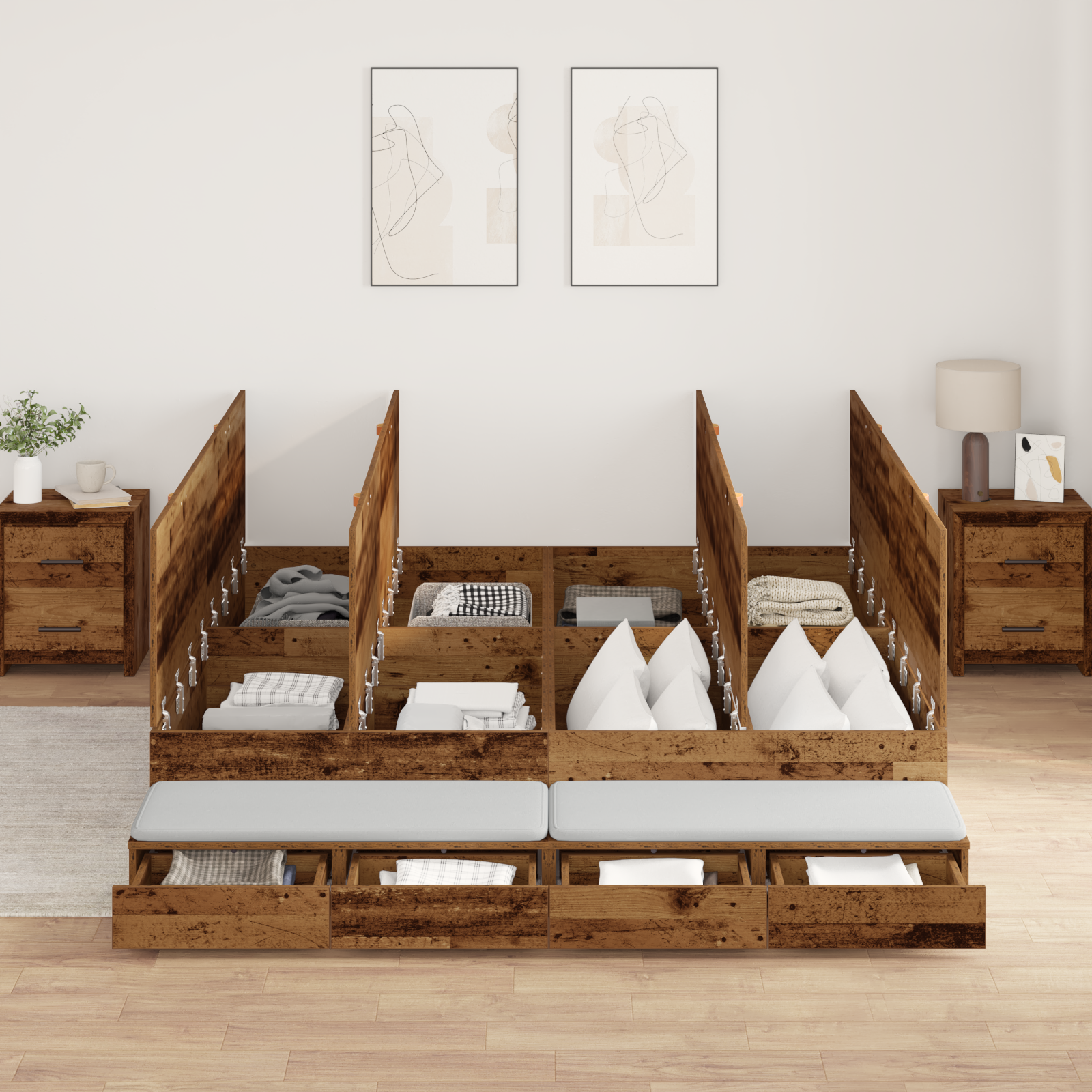 Storage Bed Frame Old Wood 200x200 cm - Image 4