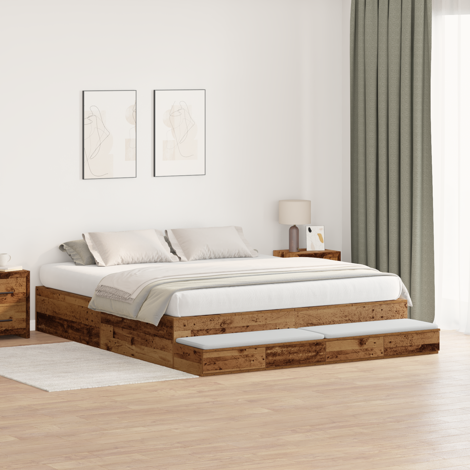 Storage Bed Frame Old Wood 200x200 cm - Image 5