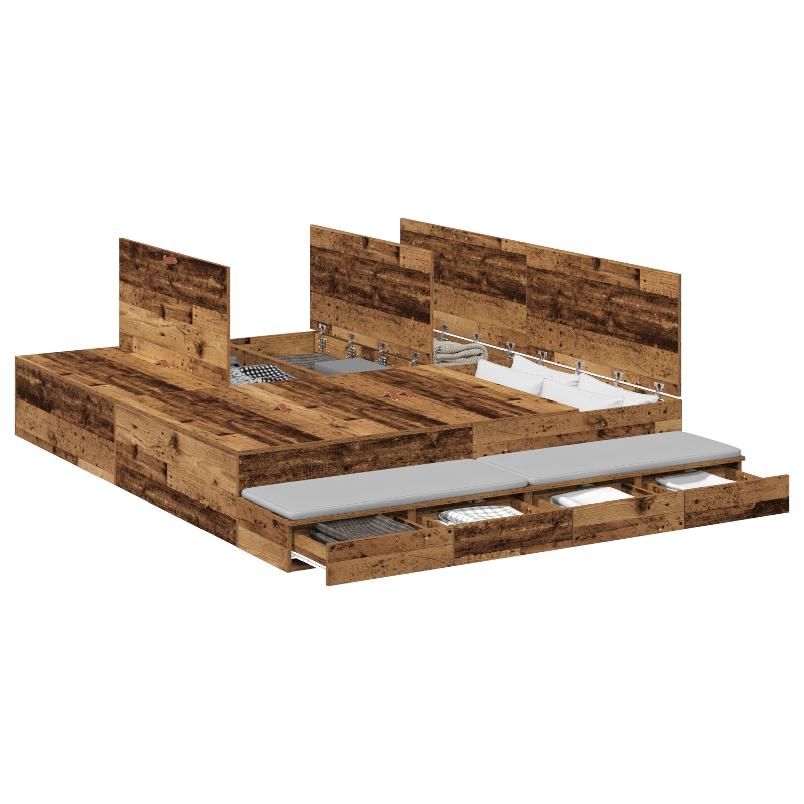 Storage Bed Frame Old Wood 200x200 cm - Image 2