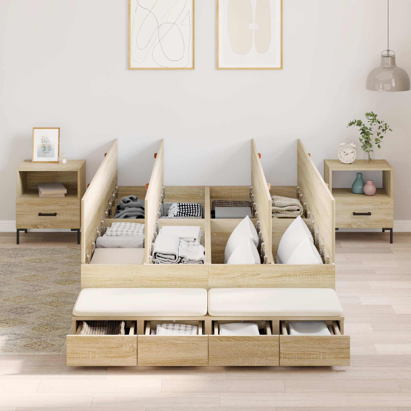 Storage Bed Frame Sonoma Oak 120x200 cm - Image 4
