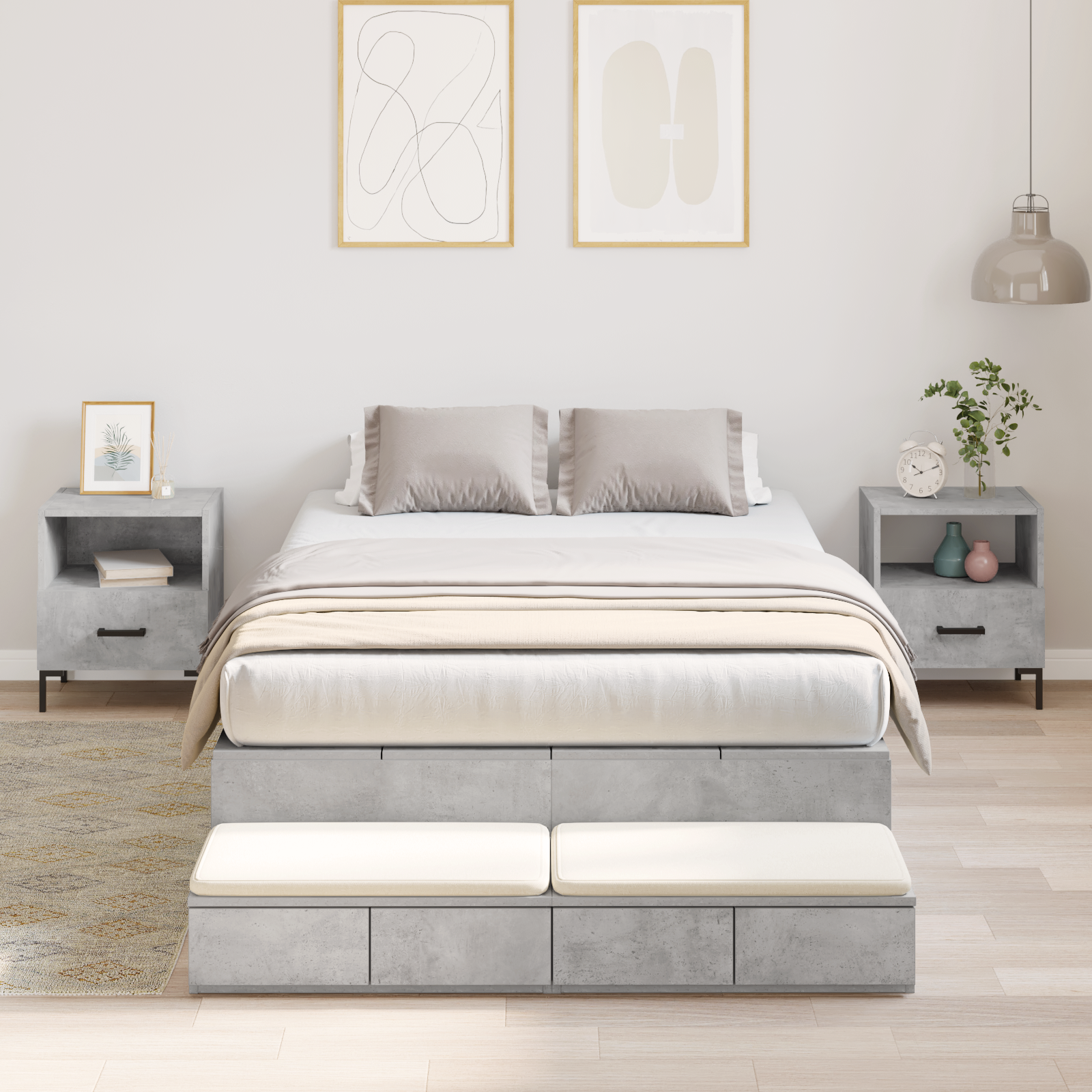 Storage Bed Frame Concrete Grey 120x200 cm