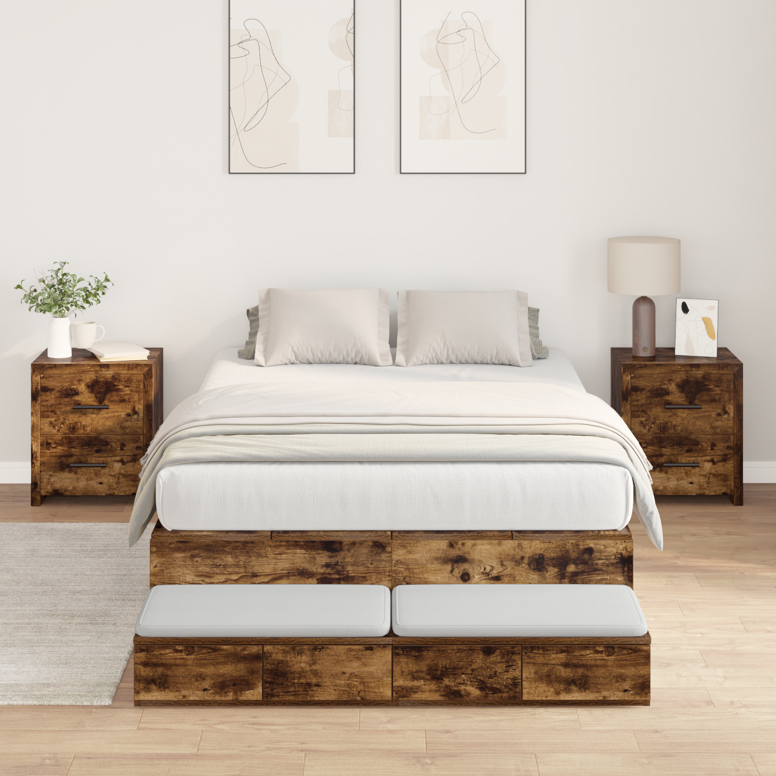 Storage Bed Frame Smoked Oak 120x200 cm
