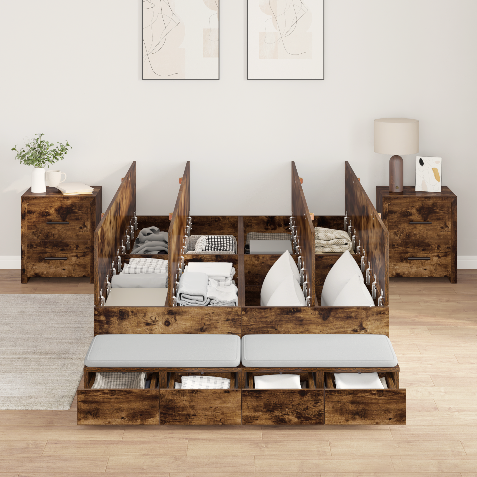 Storage Bed Frame Smoked Oak 120x200 cm - Image 4