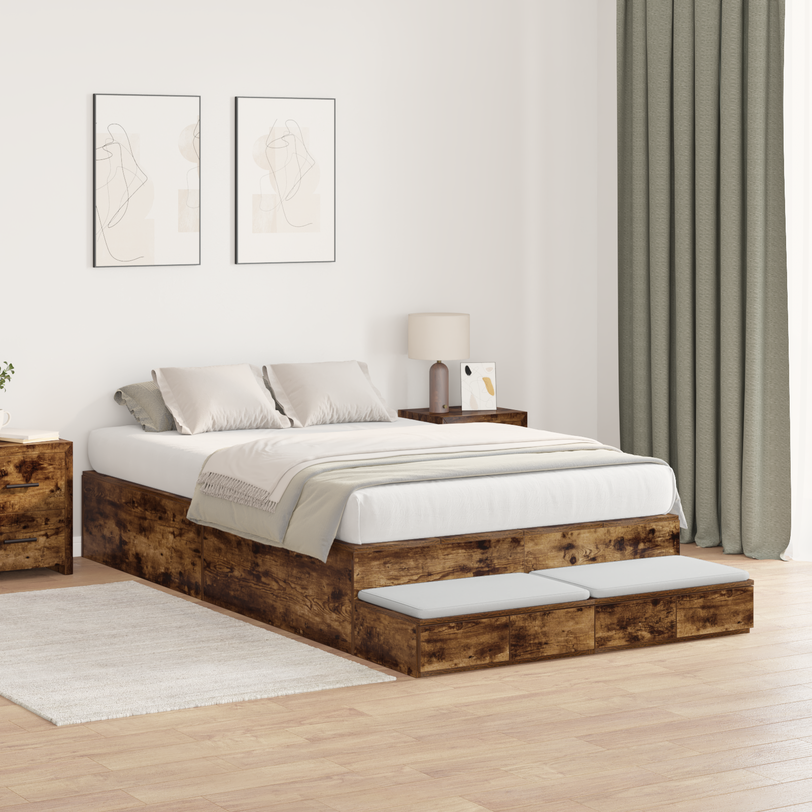 Storage Bed Frame Smoked Oak 120x200 cm - Image 5