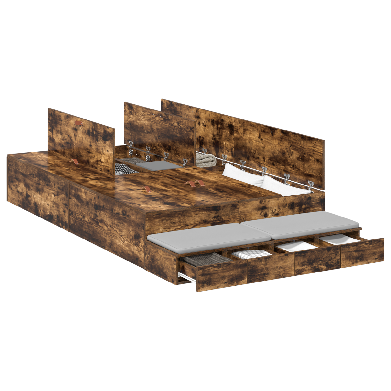 Storage Bed Frame Smoked Oak 120x200 cm - Image 2