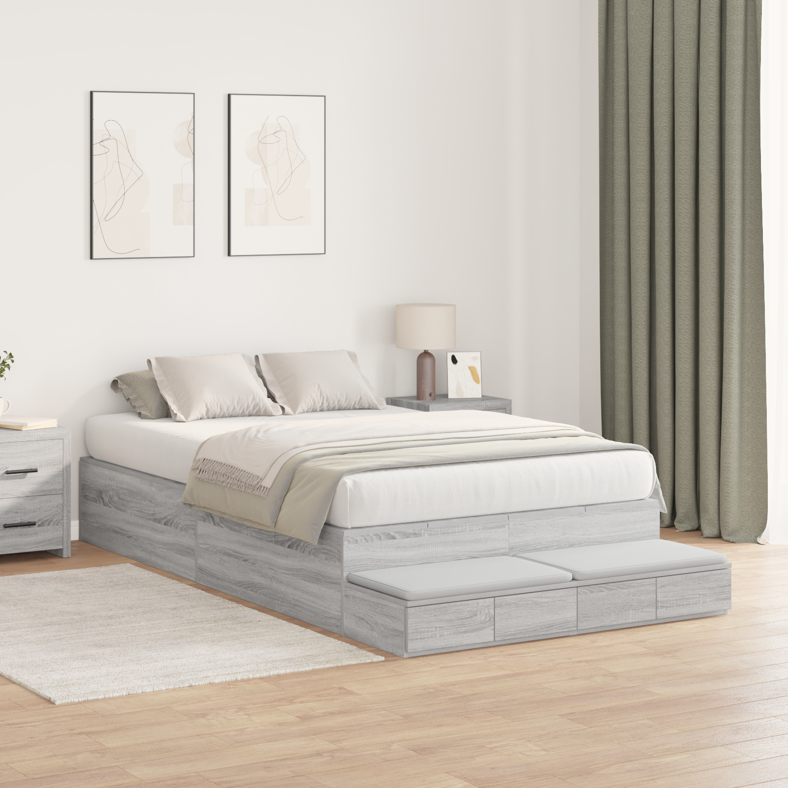 Storage Bed Frame Grey Sonoma 120x200 cm - Image 4