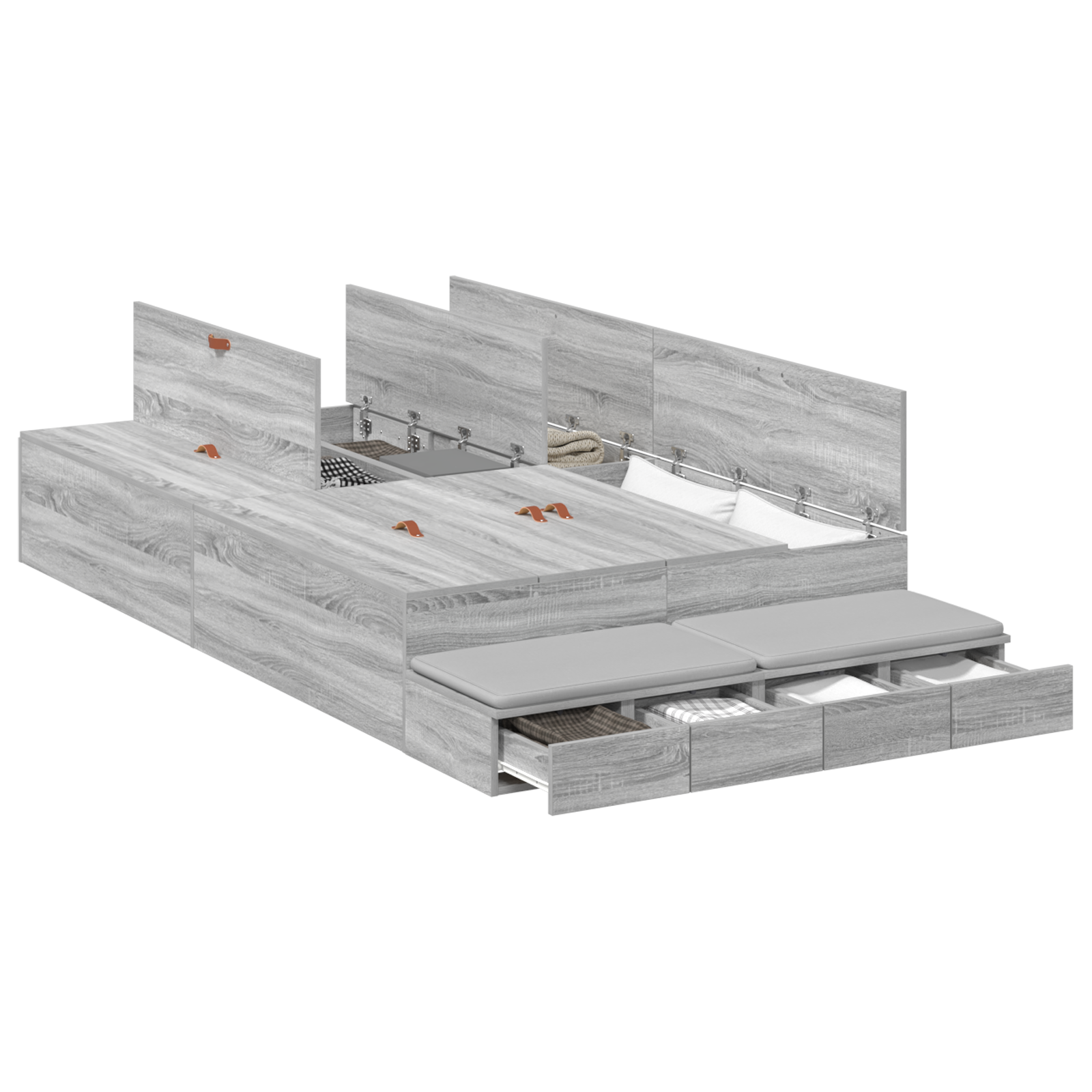Storage Bed Frame Grey Sonoma 120x200 cm - Image 2