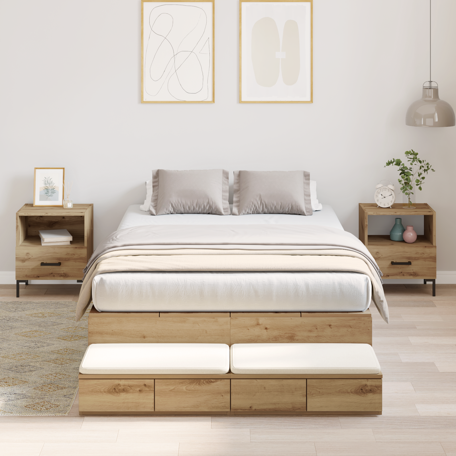 Storage Bed Frame Artisan Oak 120x200 cm