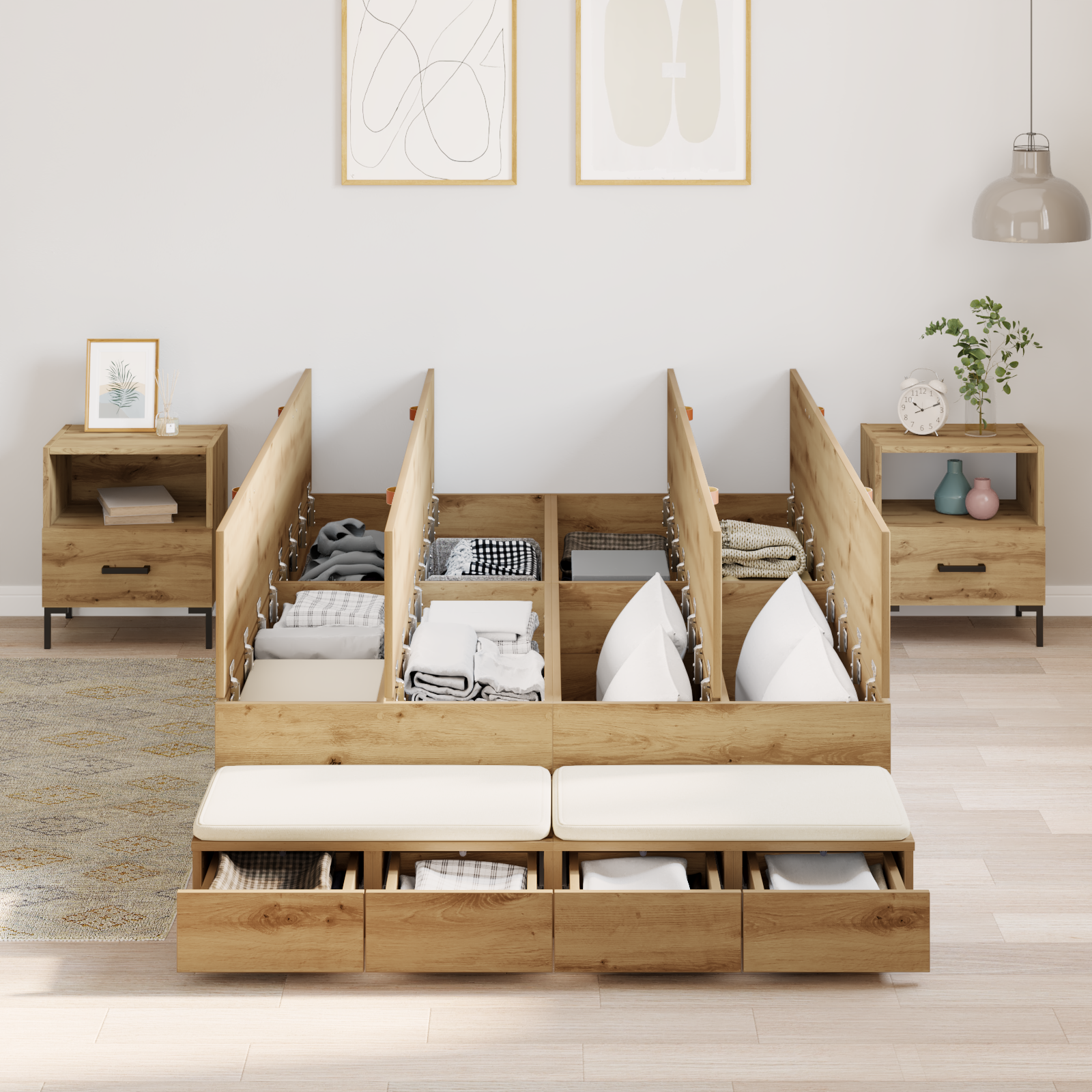 Storage Bed Frame Artisan Oak 120x200 cm - Image 4