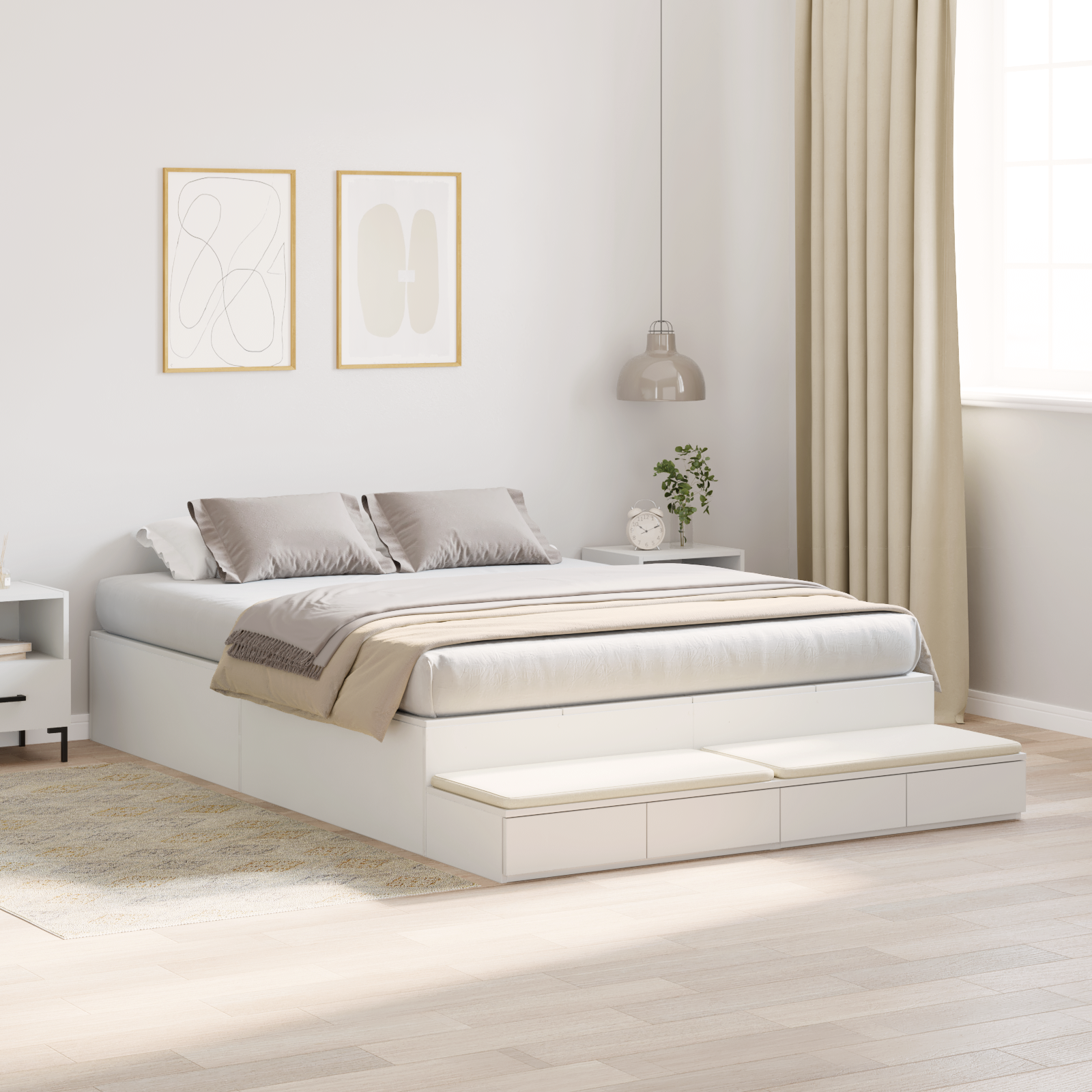 Storage Bed Frame White 140x200 cm - Image 5