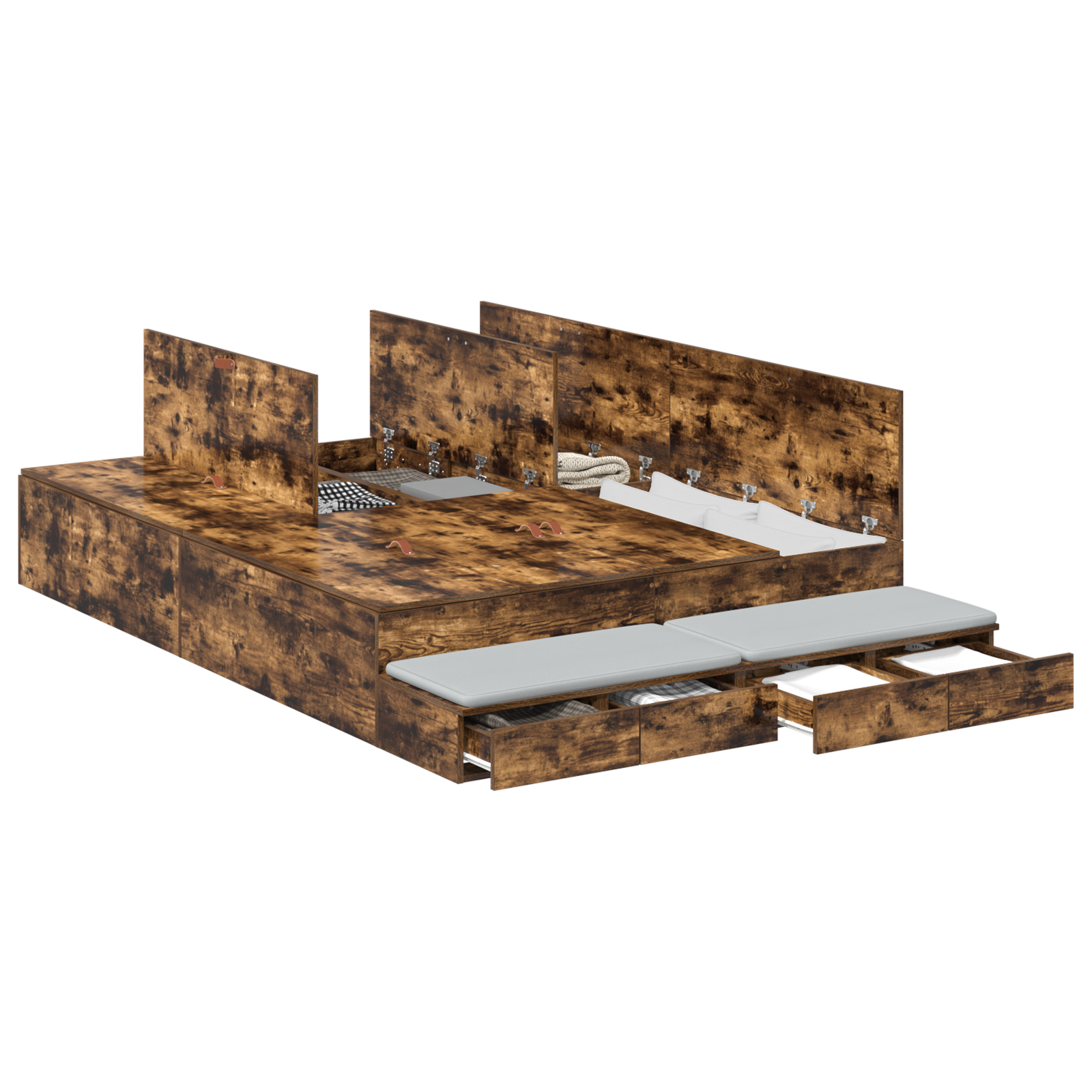 Storage Bed Frame Smoked Oak 140x200 cm - Image 2