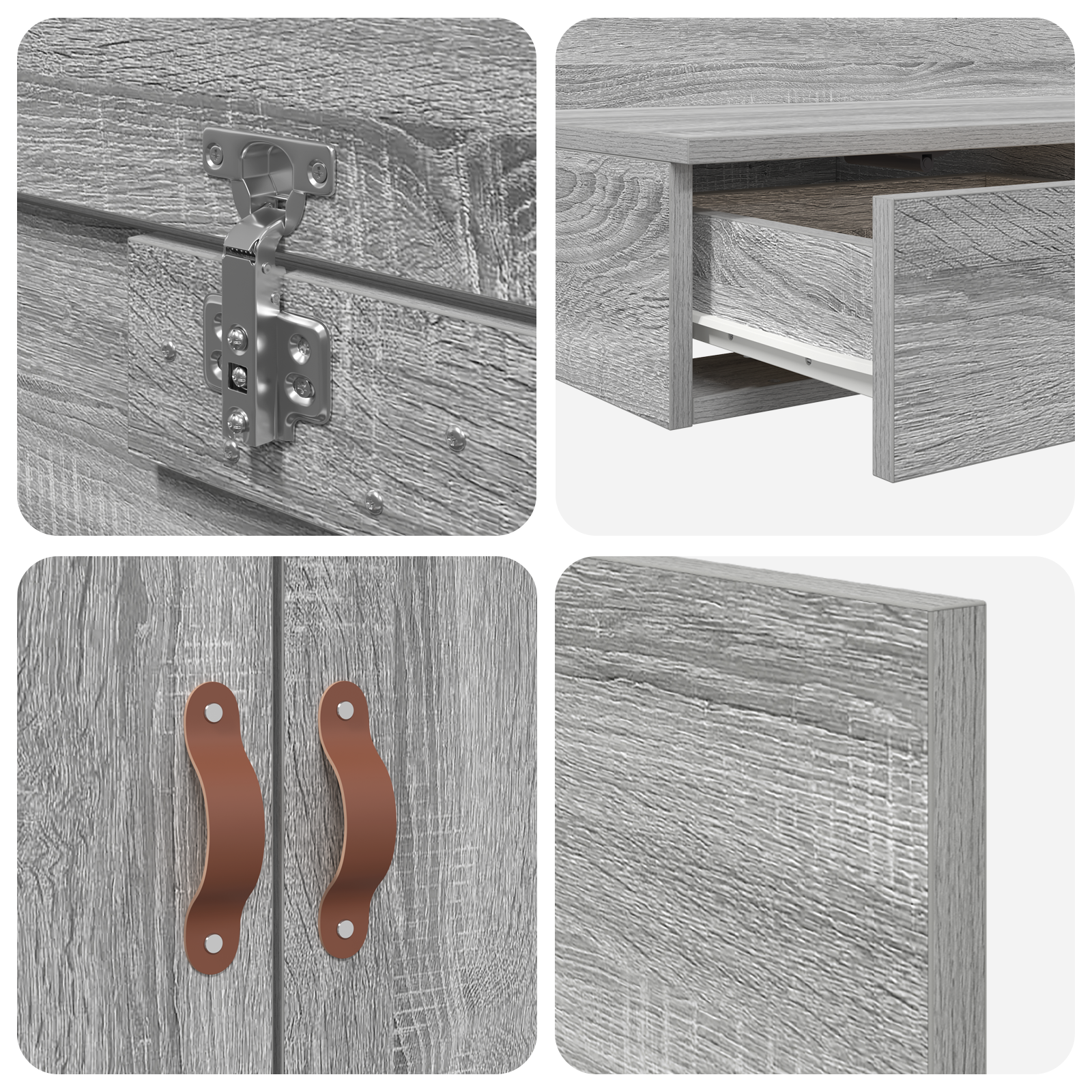 Storage Bed Frame Grey Sonoma 140x200 cm - Image 8