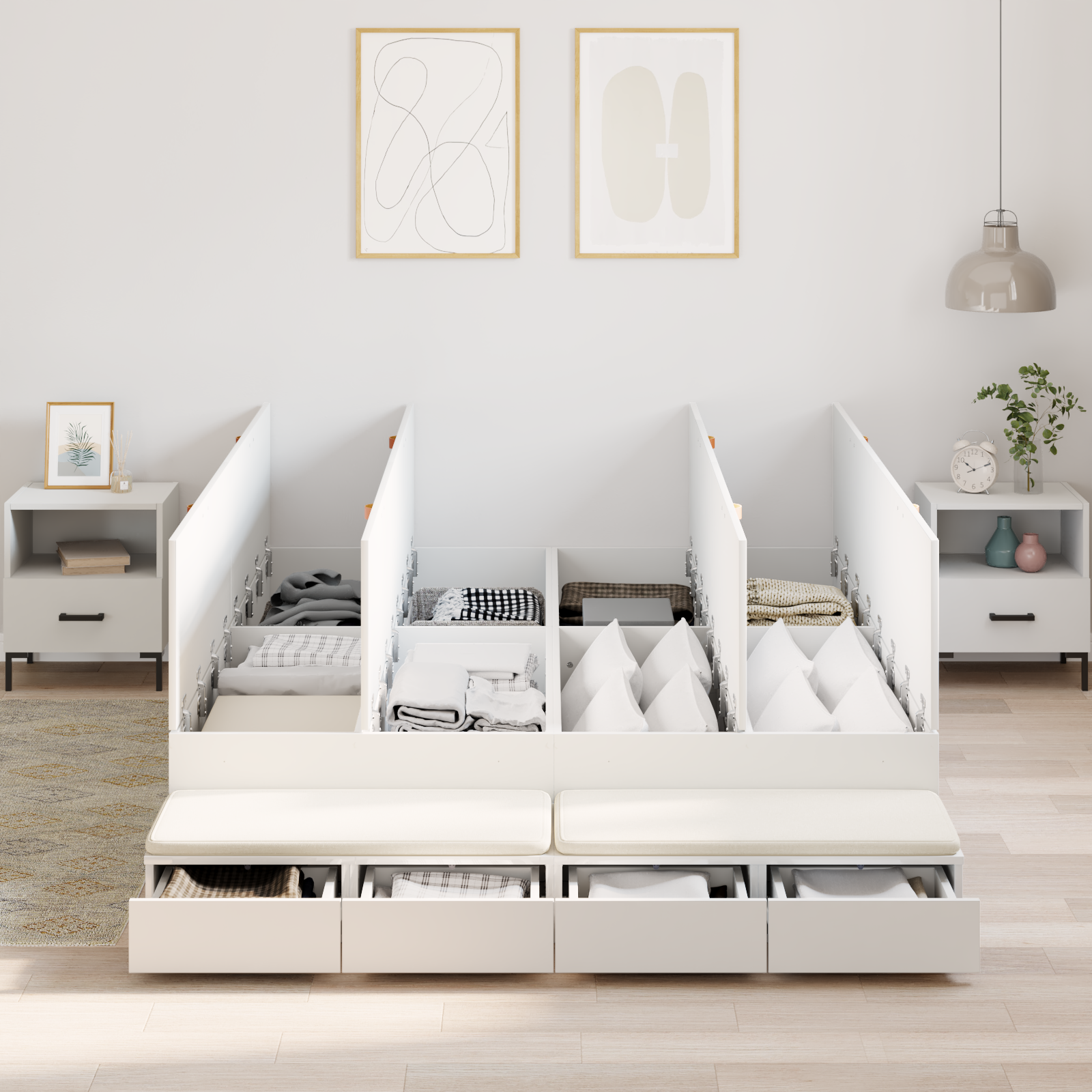 Storage Bed Frame White 150x200 cm