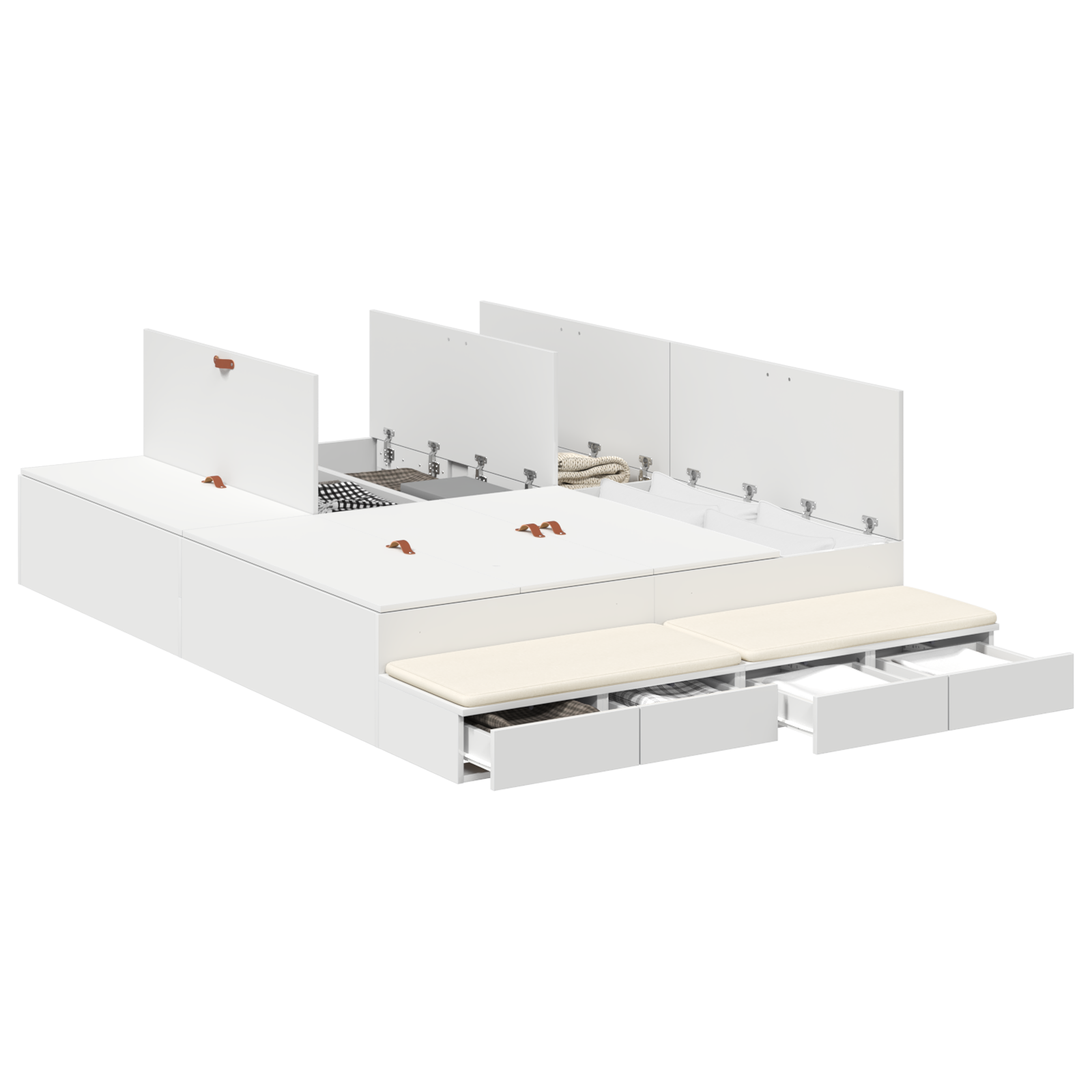 Storage Bed Frame White 150x200 cm - Image 2