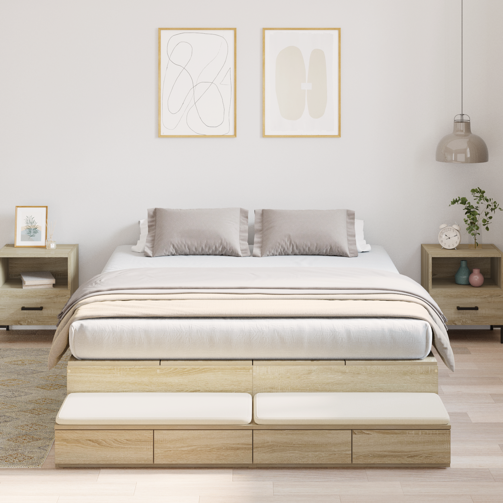 Storage Bed Frame Sonoma Oak 150x200 cm