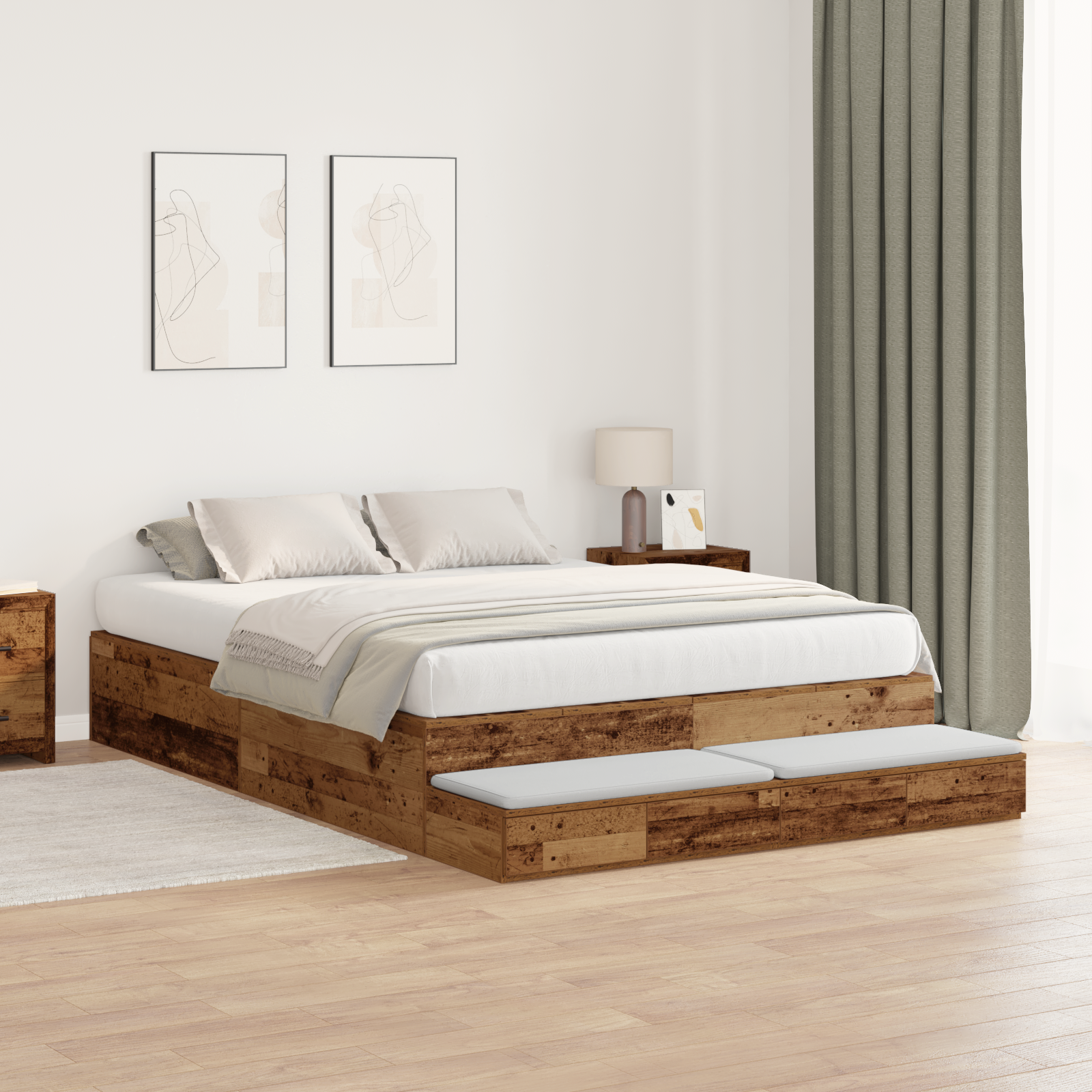 Storage Bed Frame Old Wood 150x200 cm - Image 3