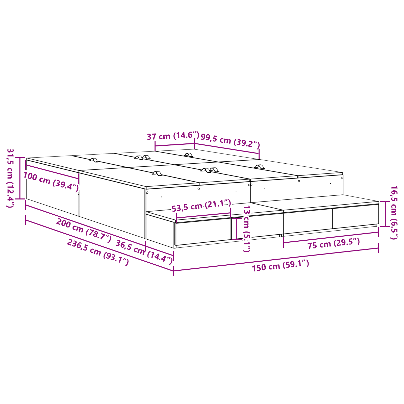 Storage Bed Frame Old Wood 150x200 cm - Image 10