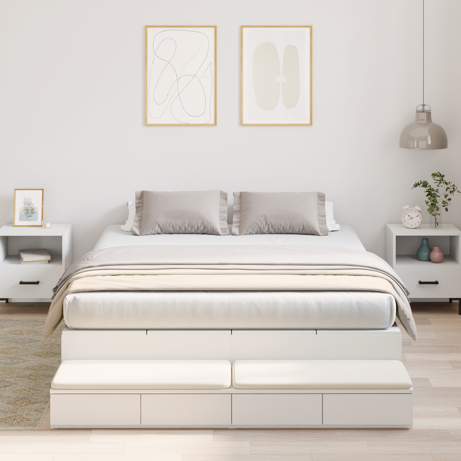 Storage Bed Frame White 160x200 cm