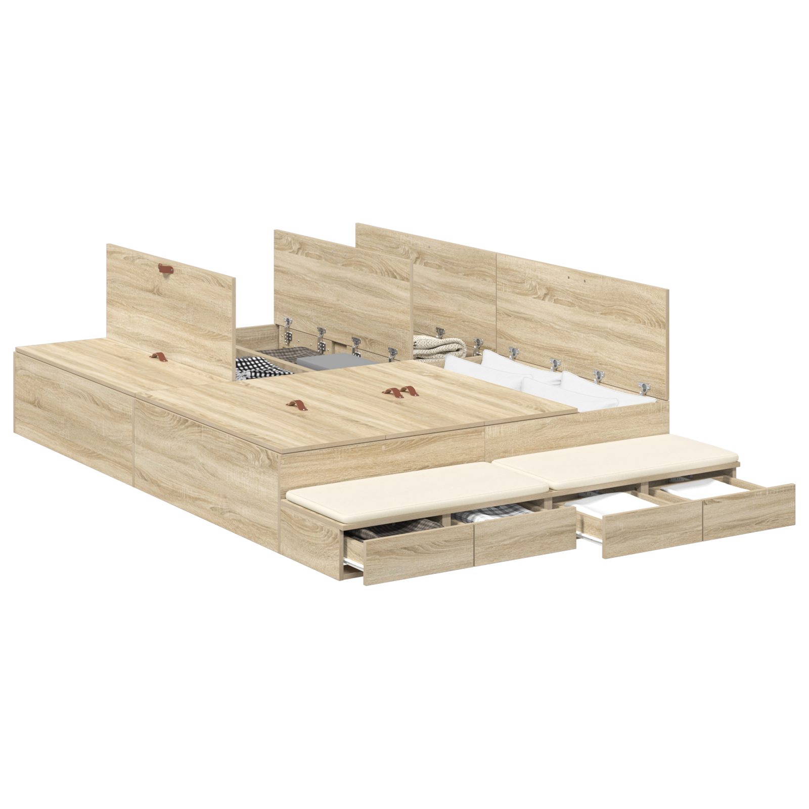 Storage Bed Frame Sonoma Oak 160x200 cm - Image 2