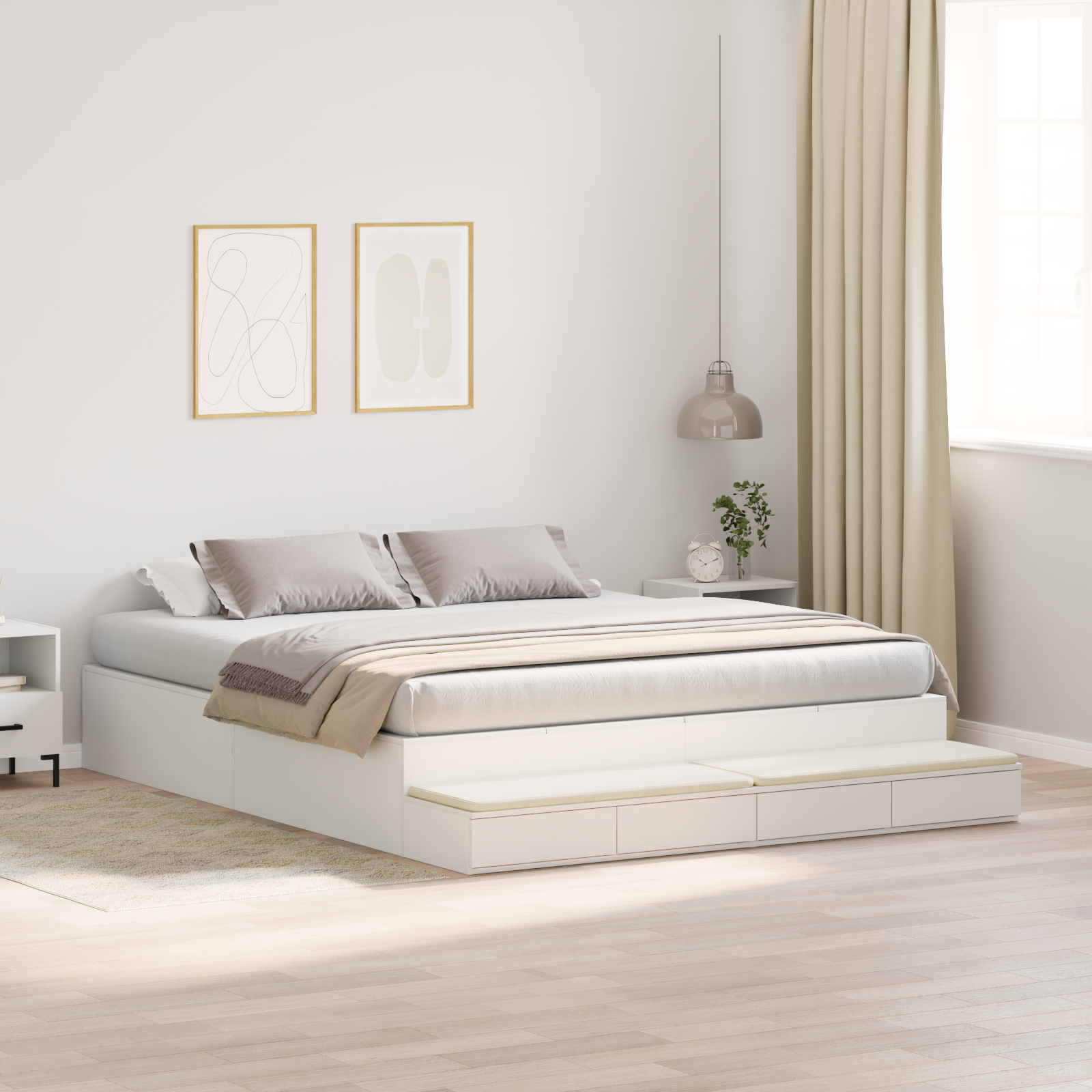 Storage Bed Frame White 180x200 cm - Image 3