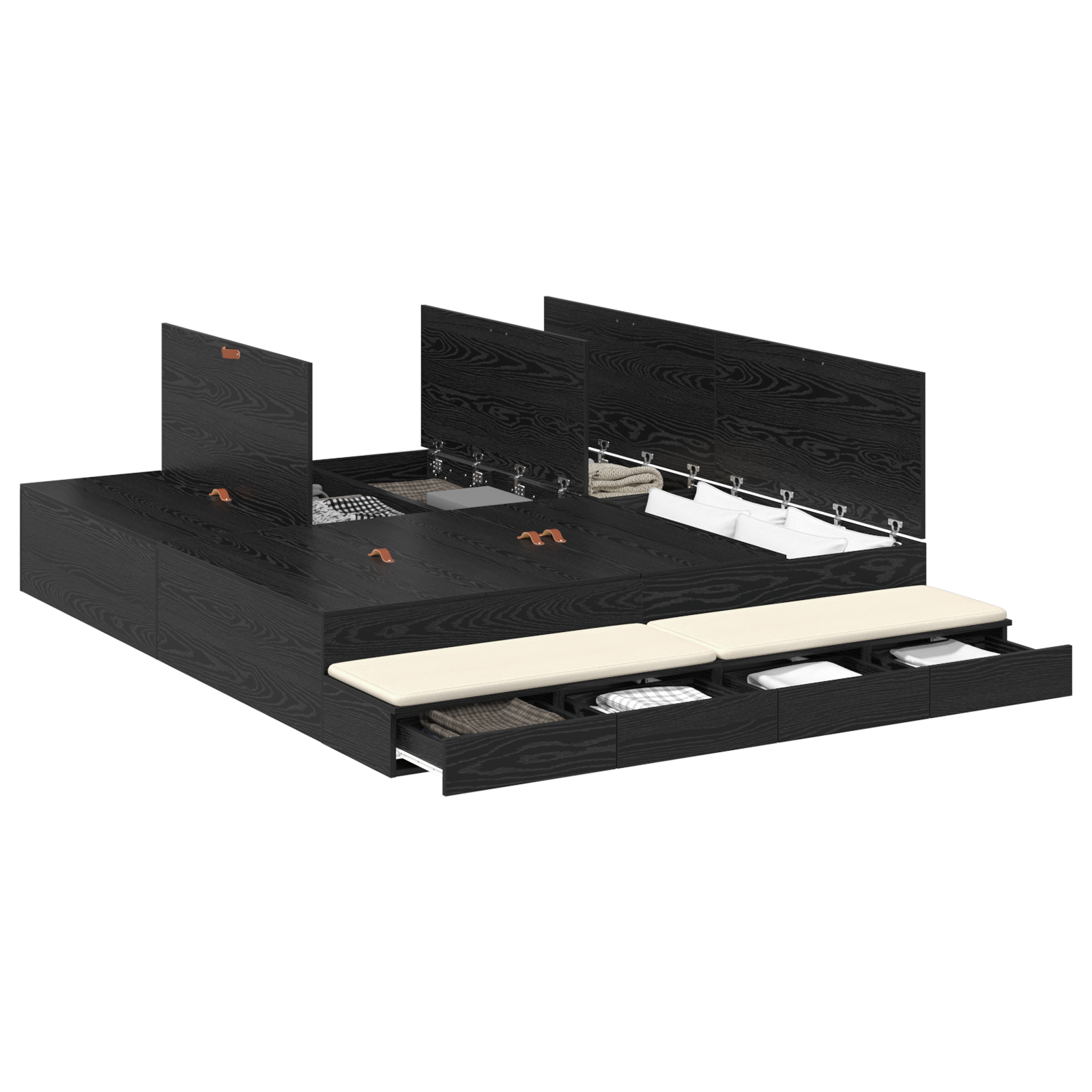 Storage Bed Frame Black Oak 180x200 cm - Image 2