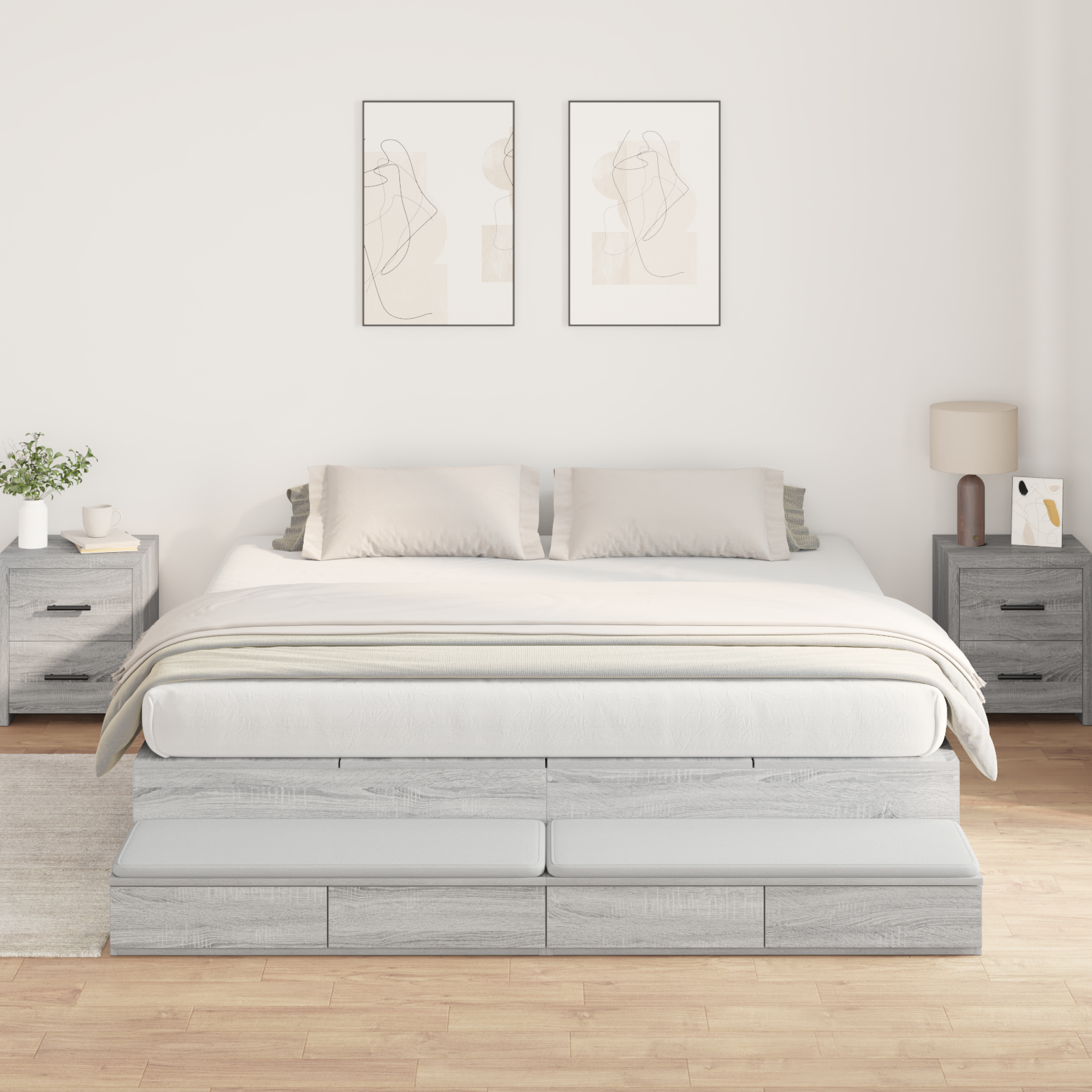 Storage Bed Frame Grey Sonoma 180x200 cm