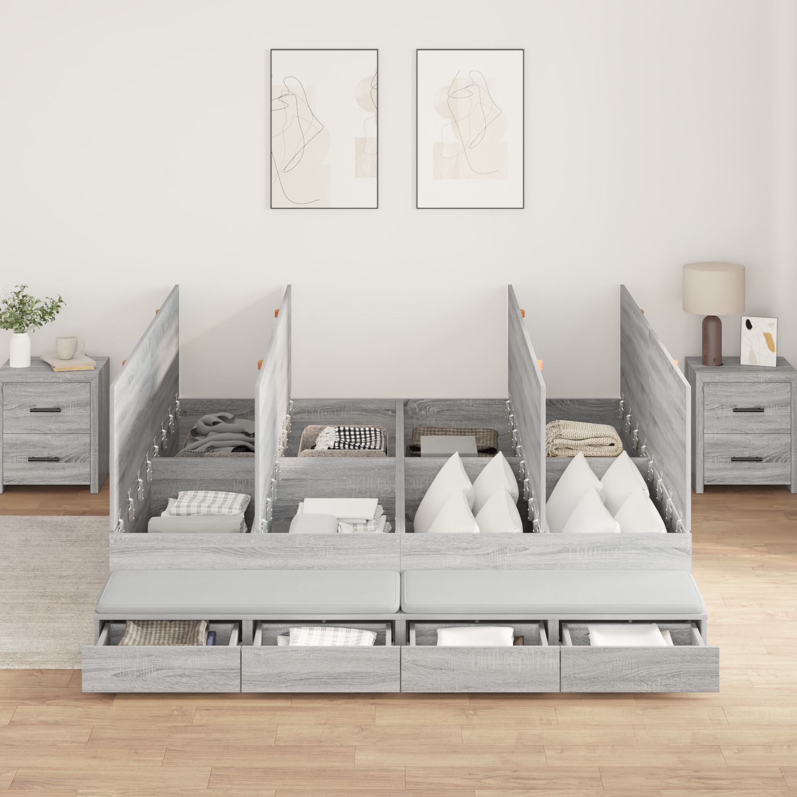 Storage Bed Frame Grey Sonoma 180x200 cm - Image 3
