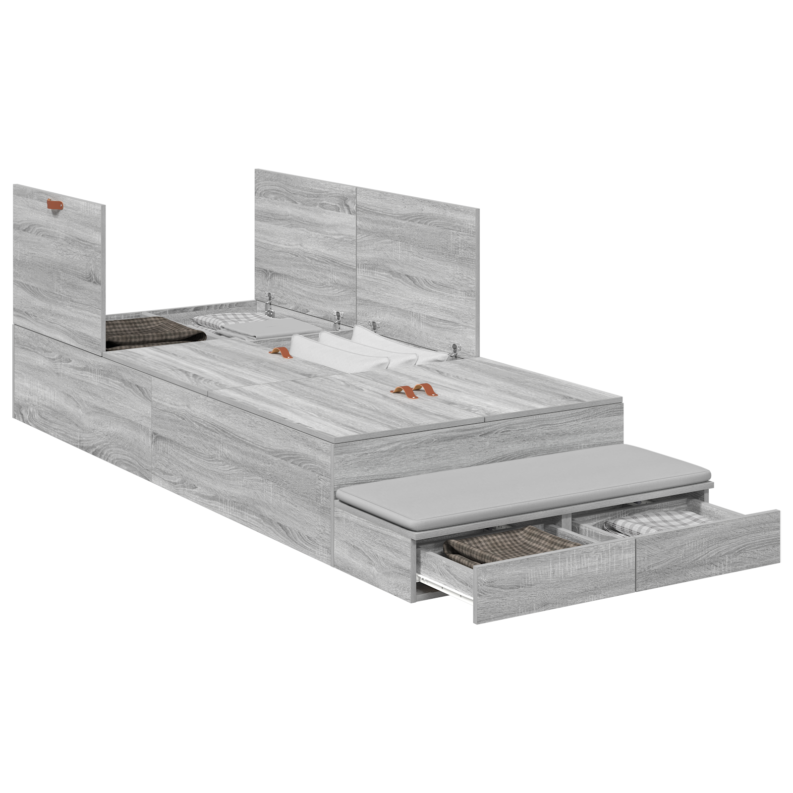 Storage Bed Frame Grey Sonoma 75x190 cm - Image 2