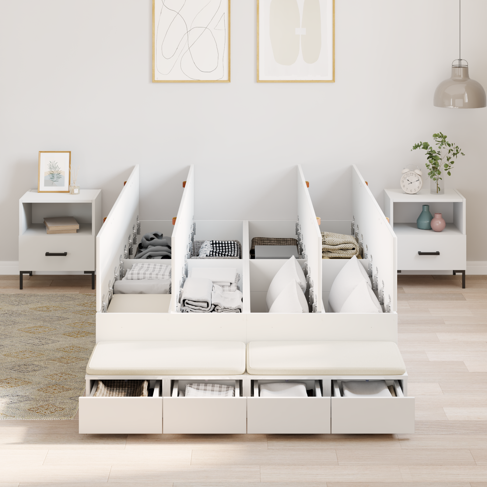 Storage Bed Frame White 120x190 cm - Image 4