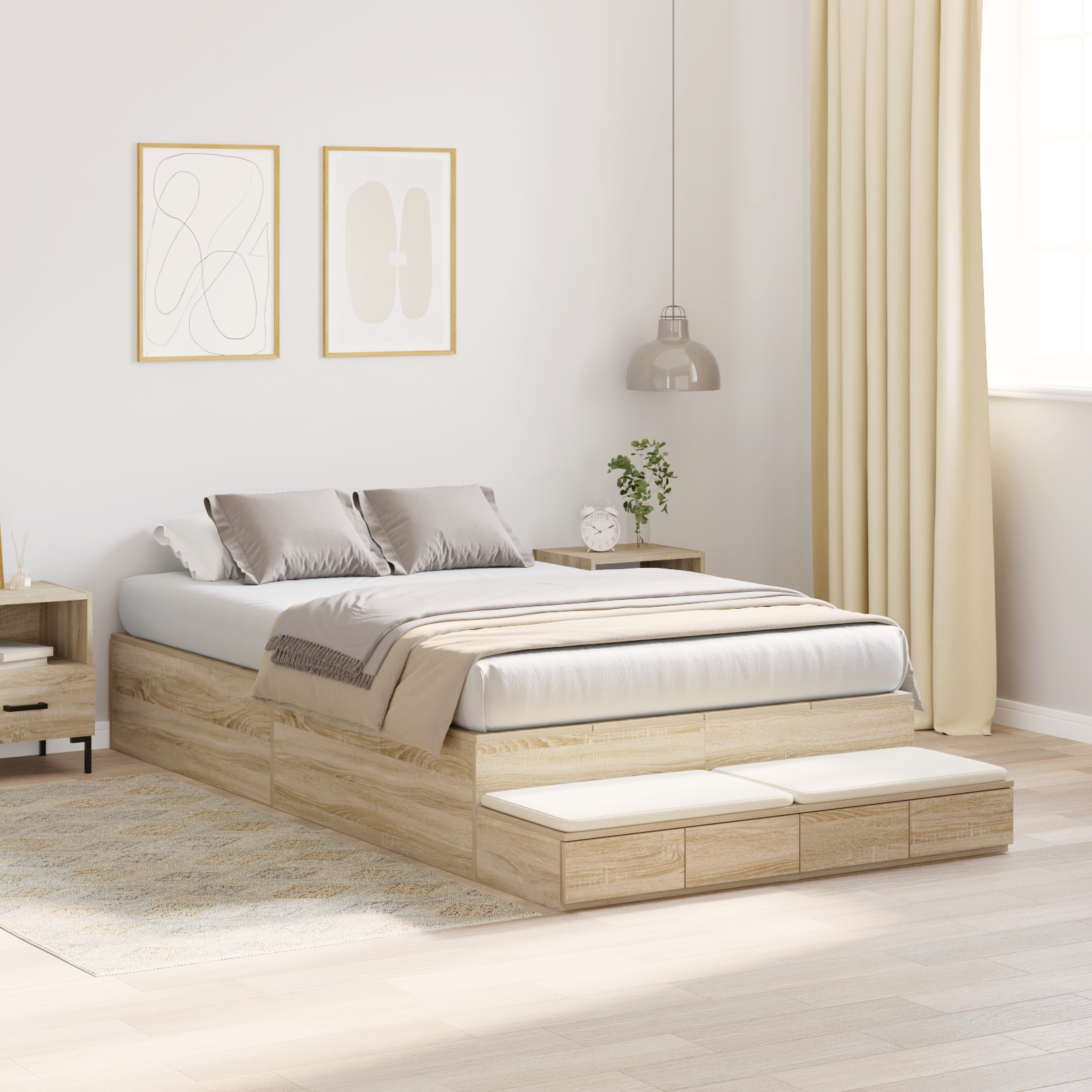 Storage Bed Frame Sonoma Oak 120x190 cm - Image 5