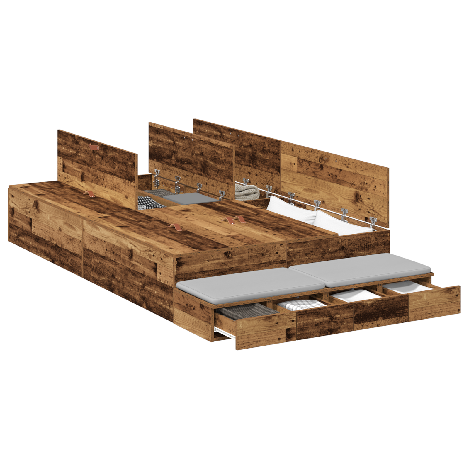 Storage Bed Frame Old Wood 120x190 cm - Image 2