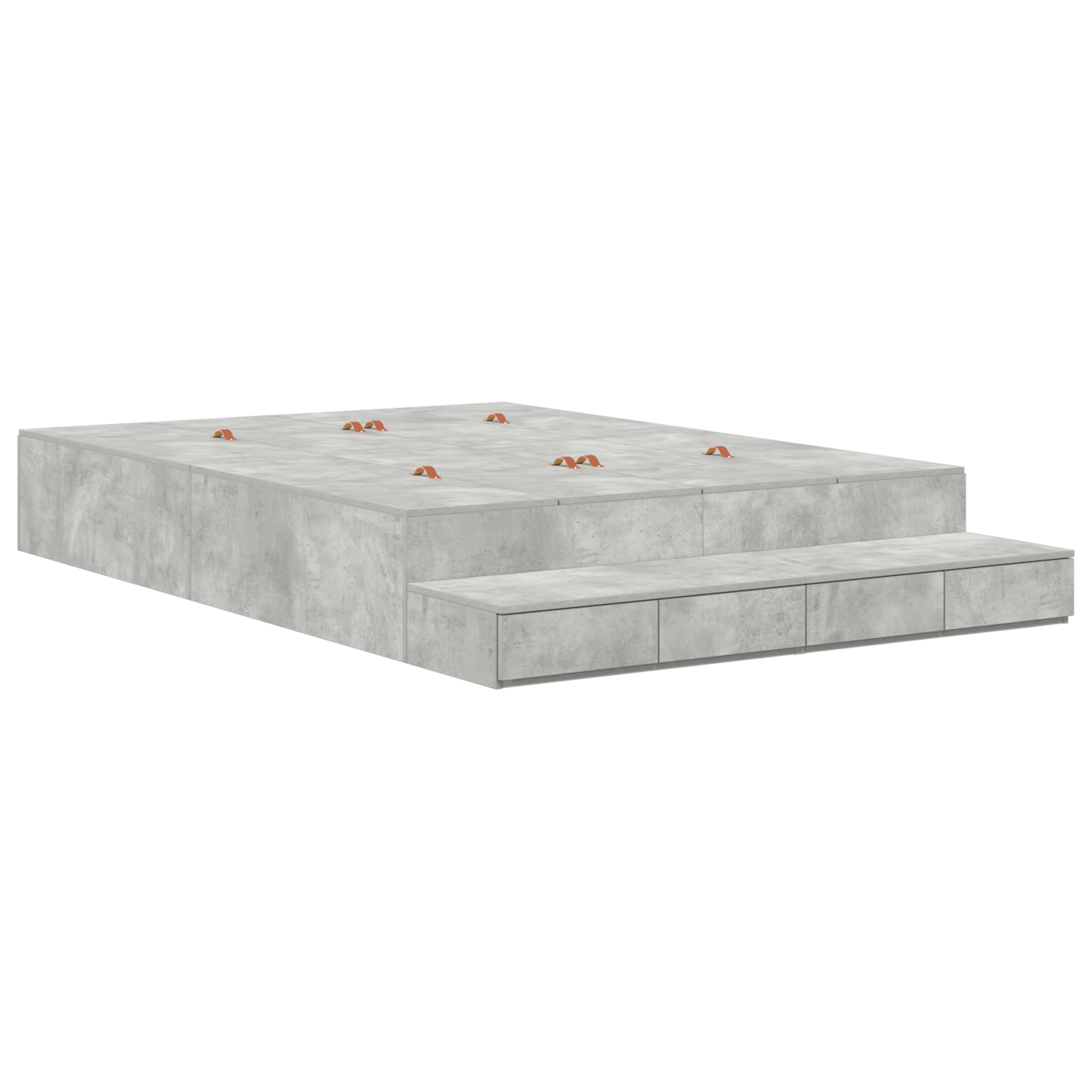 Storage Bed Frame Concrete Grey 140x190 cm - Image 3
