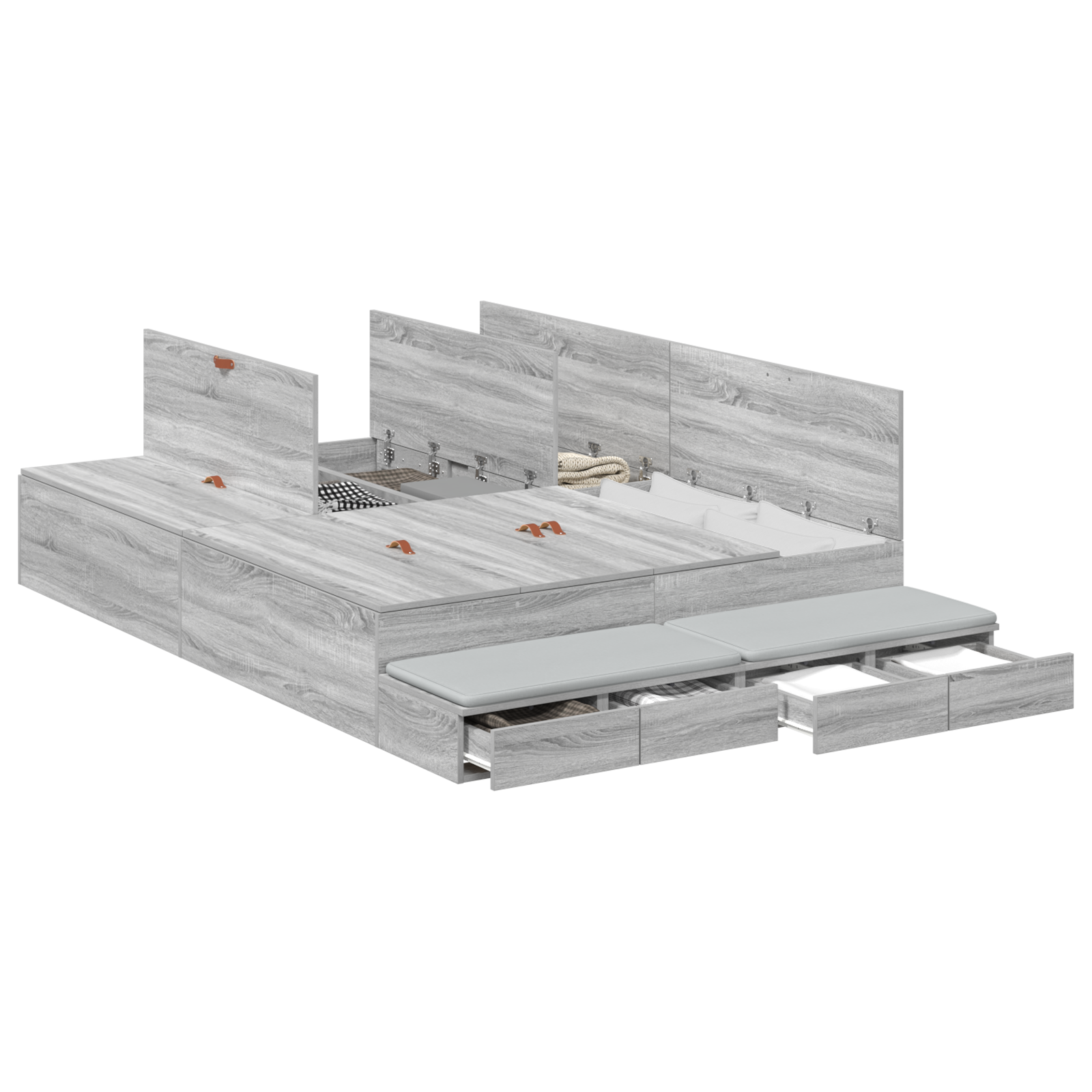 Storage Bed Frame Grey Sonoma 140x190 cm - Image 2