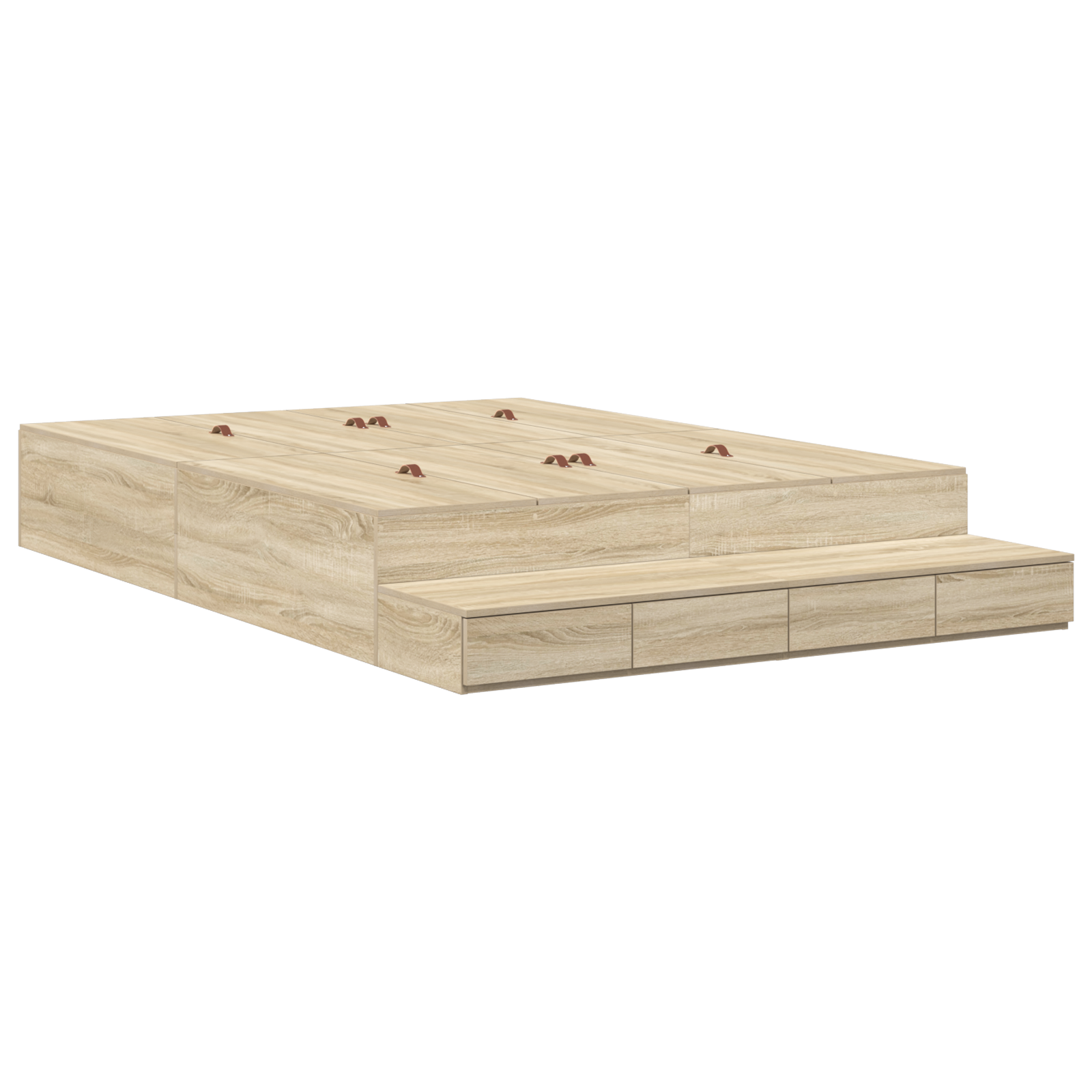 Storage Bed Frame Sonoma Oak 135x190 cm - Image 3