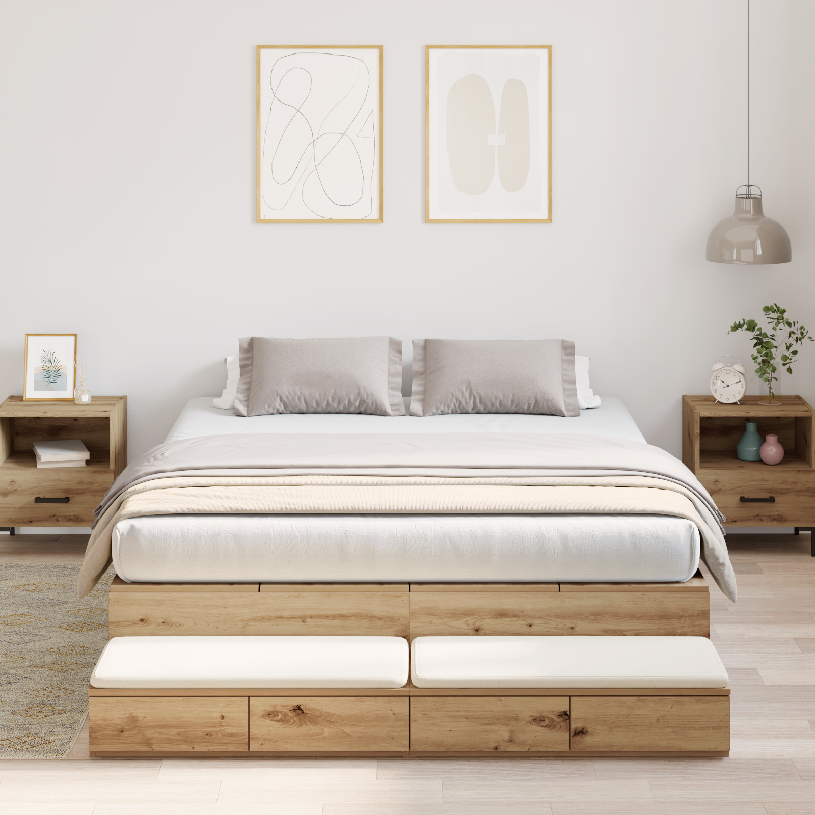 Storage Bed Frame Artisan Oak 135x190 cm