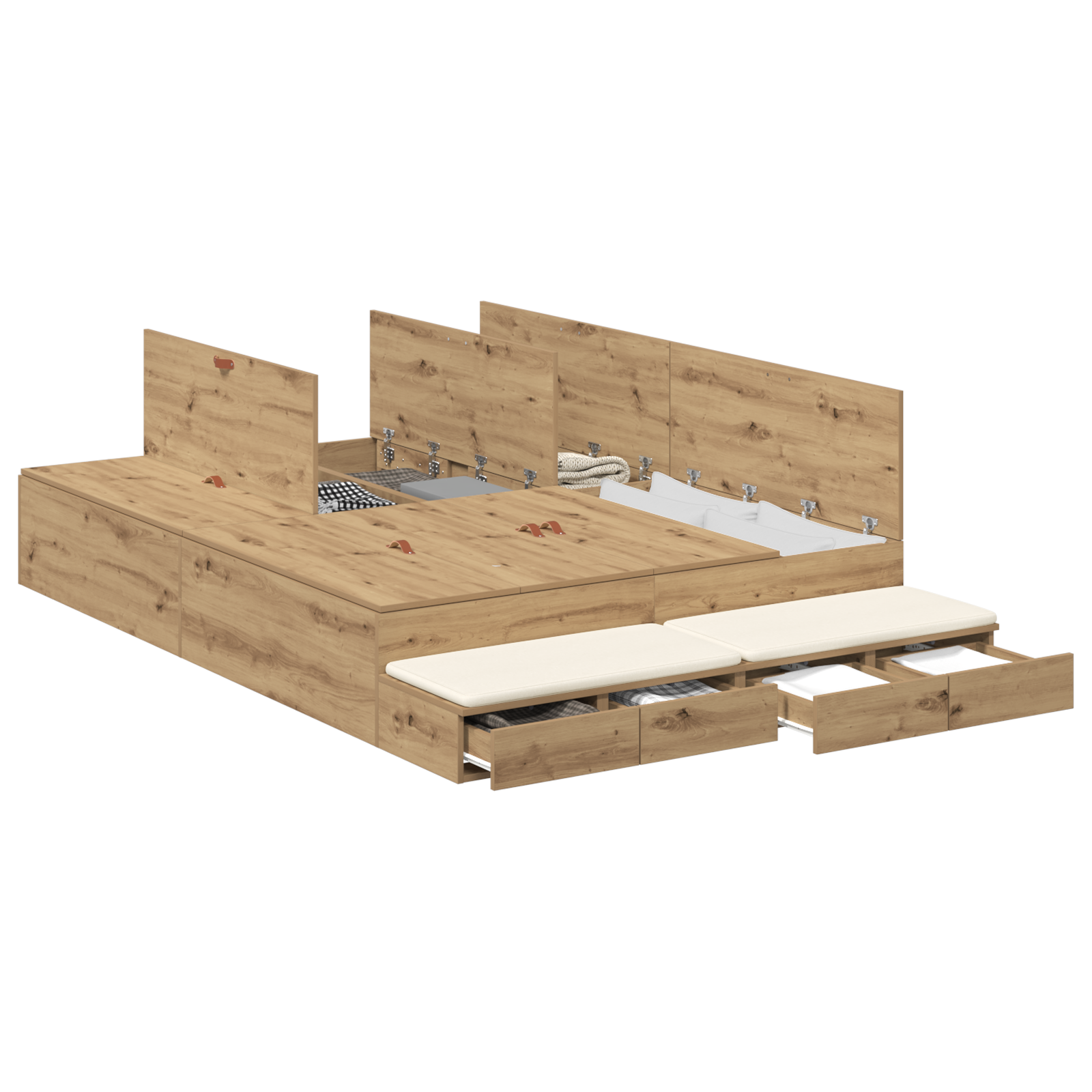 Storage Bed Frame Artisan Oak 135x190 cm - Image 2