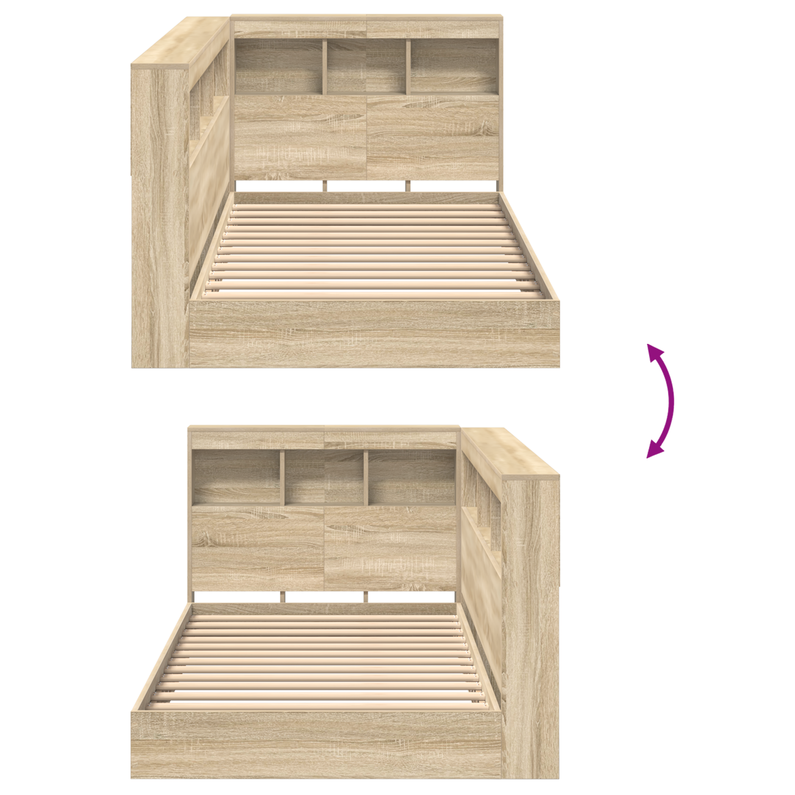 Knygų lentynos lova Sonoma ąžuolas 100x200 cm inžinerinė mediena - Image 11