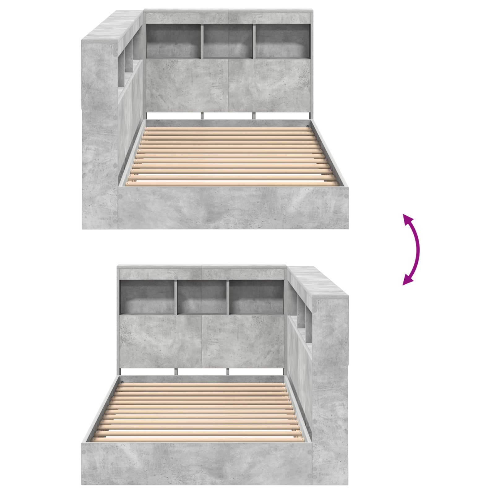 Bibliotekos Lova Betono Pilka 100x200 cm Inžinerinis Medis - Image 11