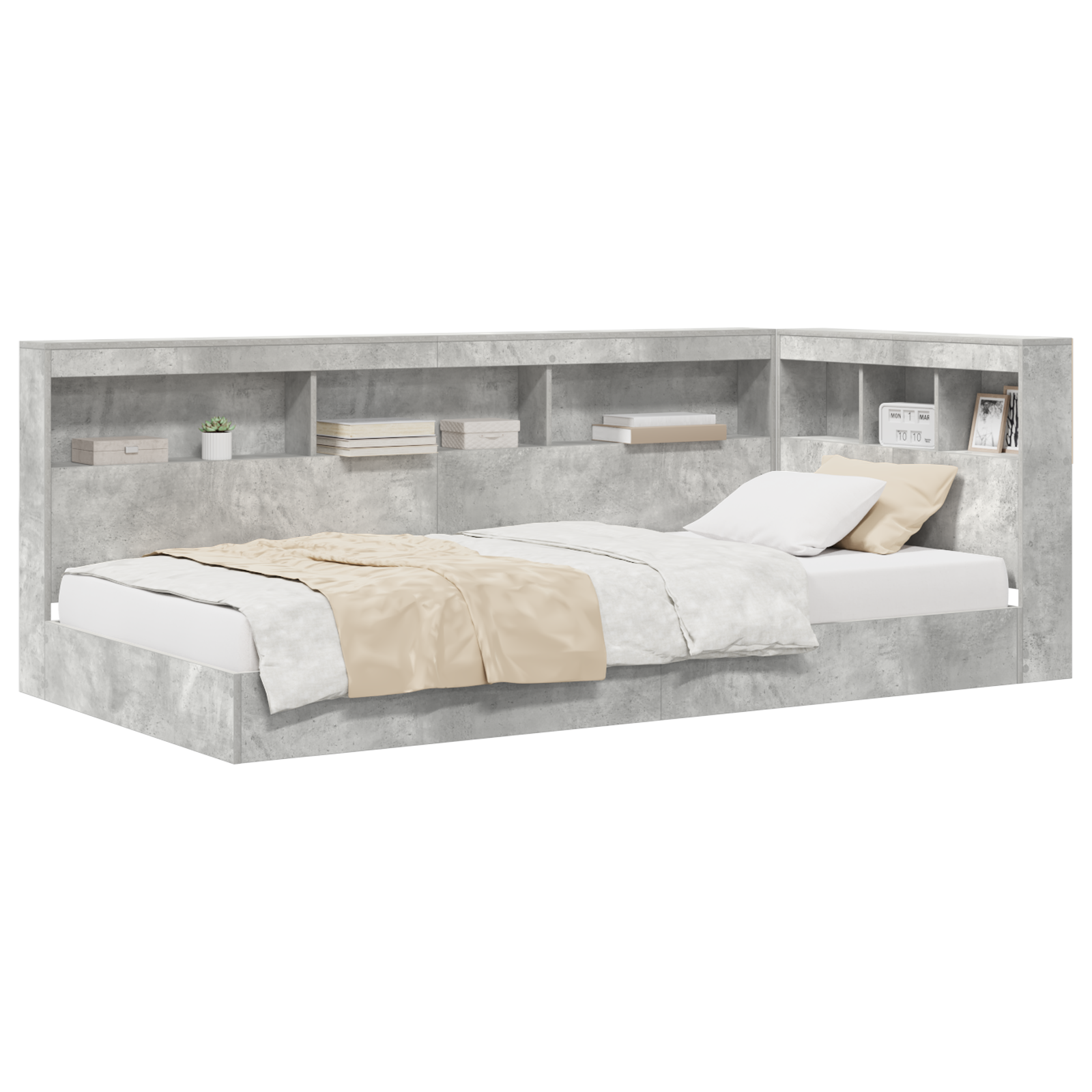 Bibliotekos Lova Betono Pilka 100x200 cm Inžinerinis Medis - Image 2