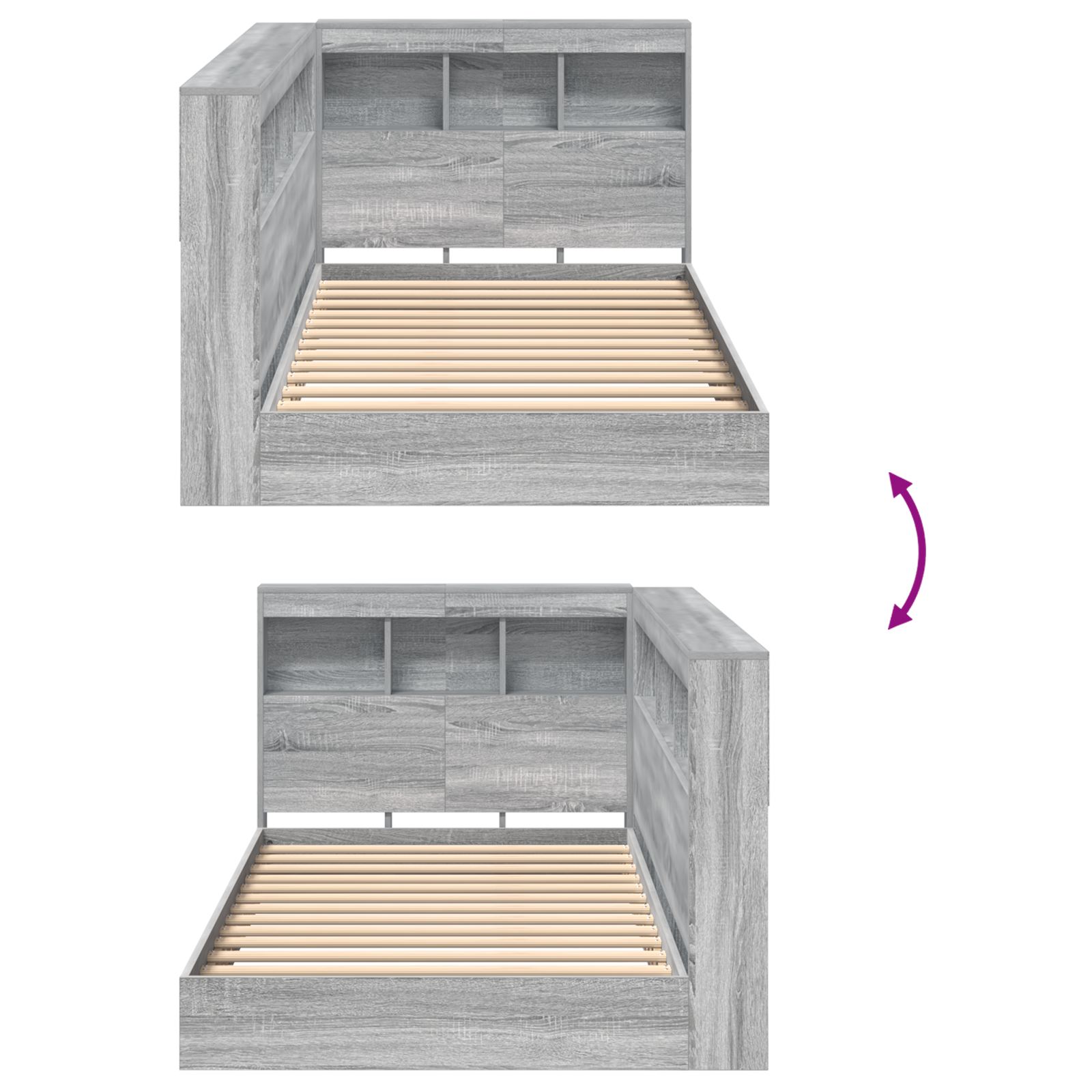 Knygų spinta-lova Pilka Sonoma 100x200 cm Inžinerinė mediena - Image 11
