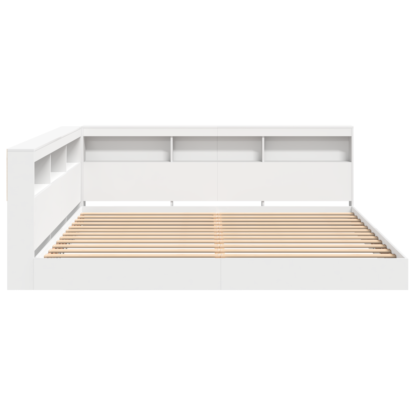 Knygų lentynos lova balta 200x200 cm iš inžinerinės medienos - Image 7